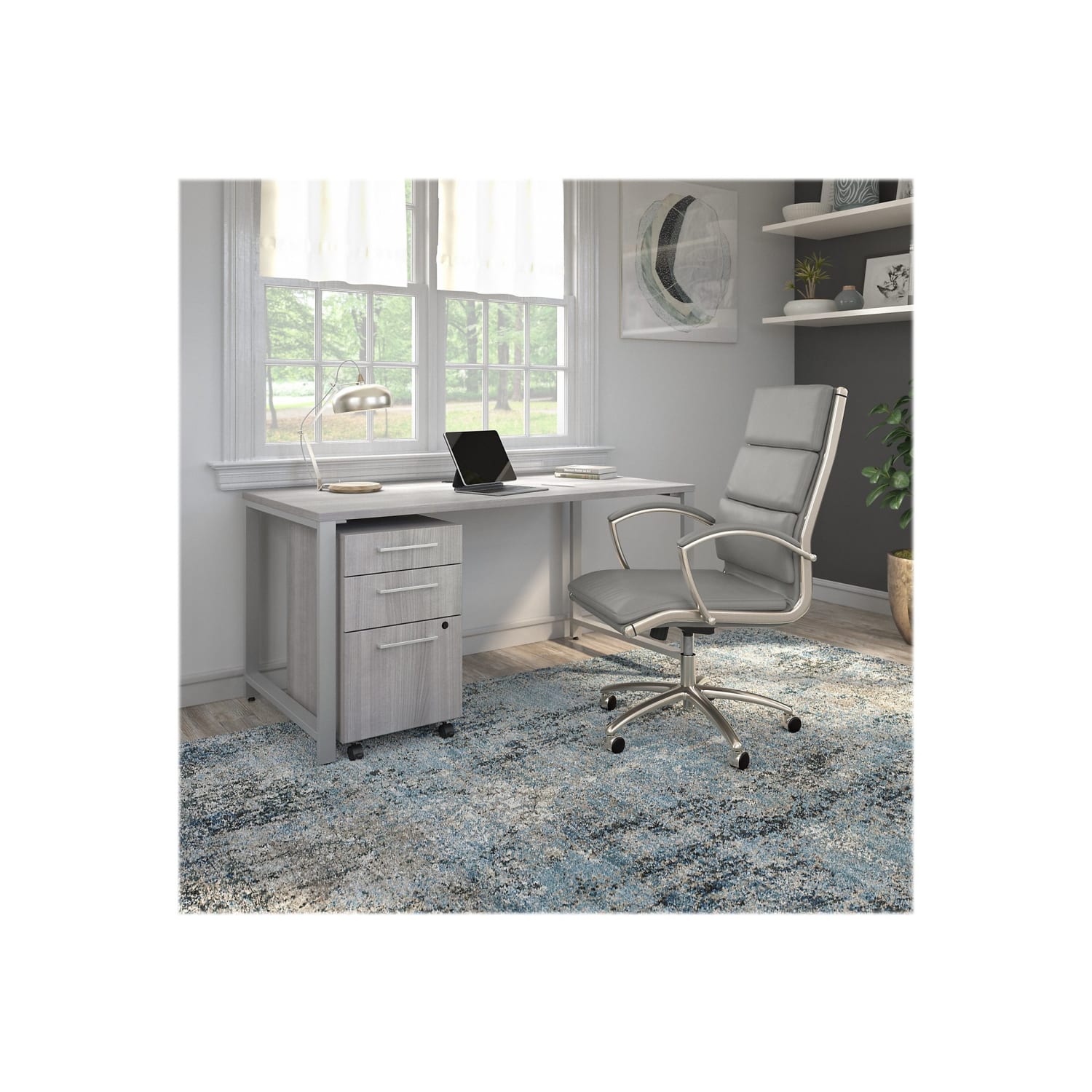 Bush Business Furniture Modelo Bonded Leather High-Back Office Chair, Light Gray, Standard Delivery - Image 13