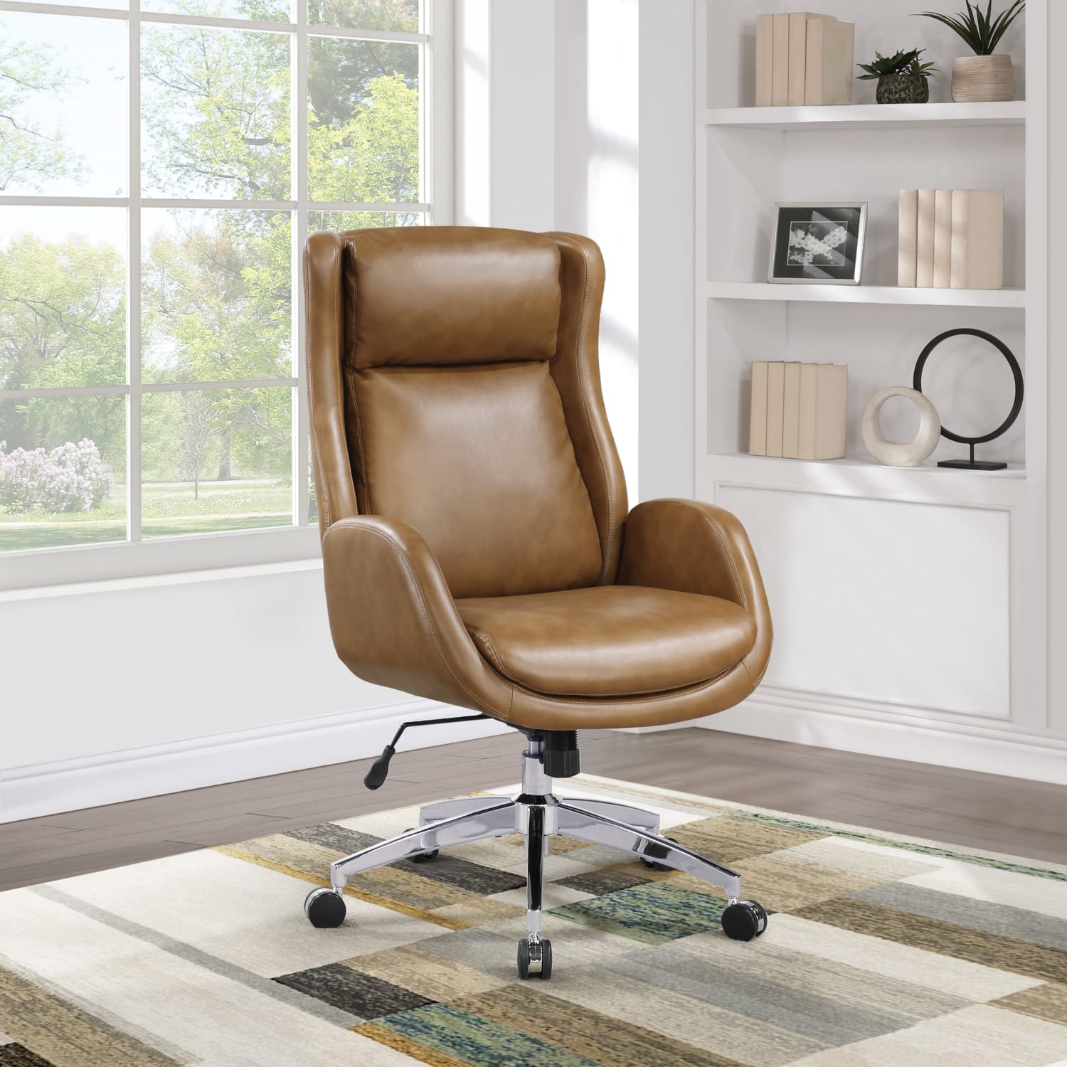Office Star Blanchard Office Chair Ergonomic Faux Leather Mid-Back Task Chair, Nutmeg - Image 3