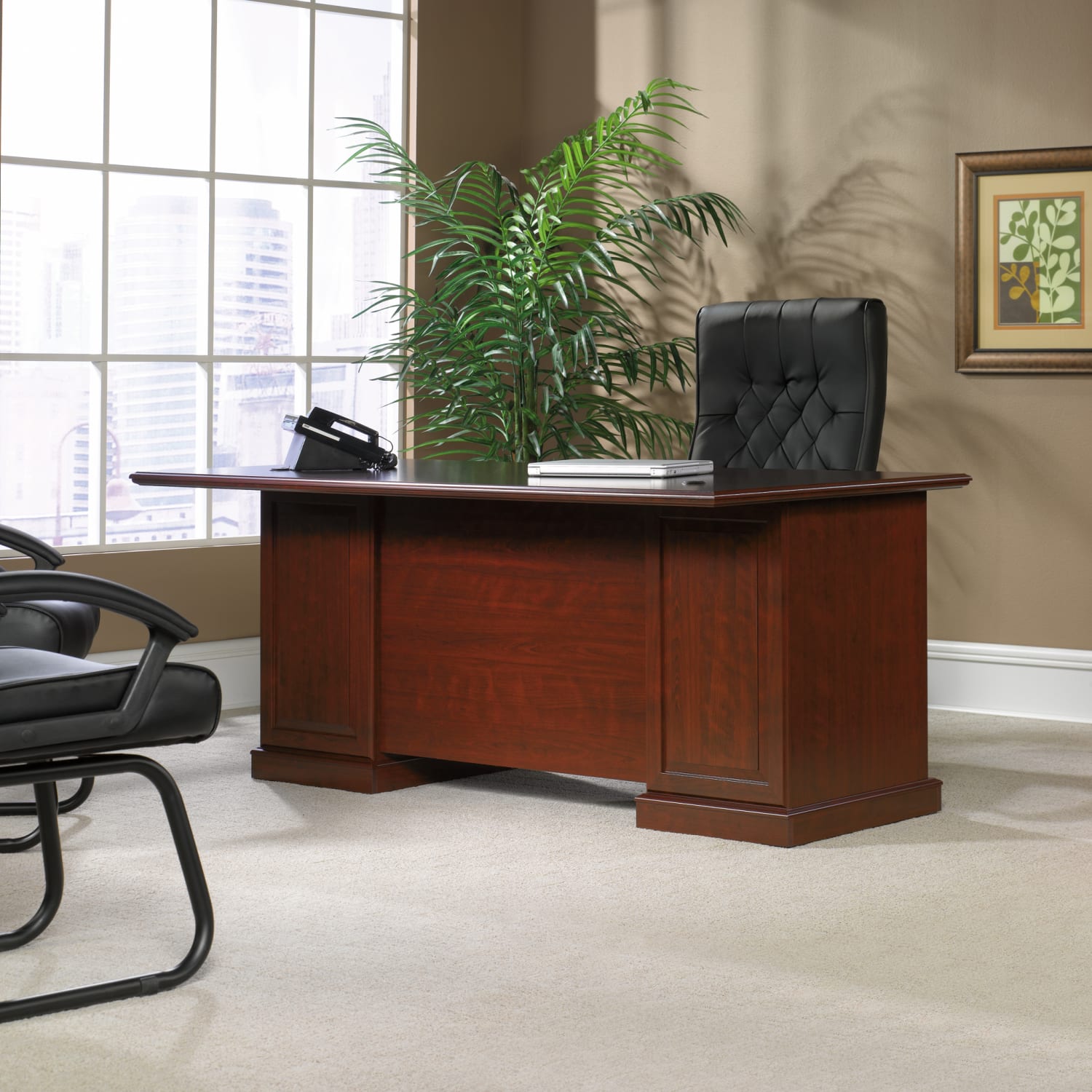 Sauder Heritage Hill 71inW Executive Computer Desk, Classic Cherry - Image 4