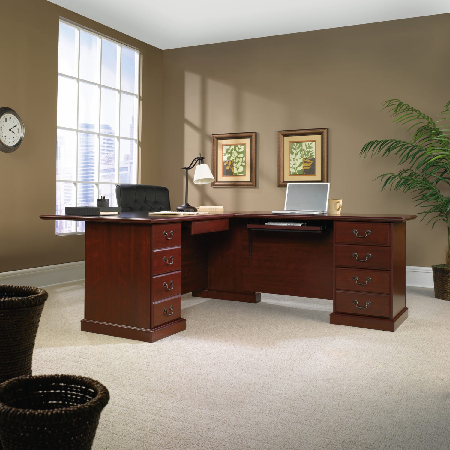Sauder Heritage Hill 71inW Executive Computer Desk, Classic Cherry - Image 6