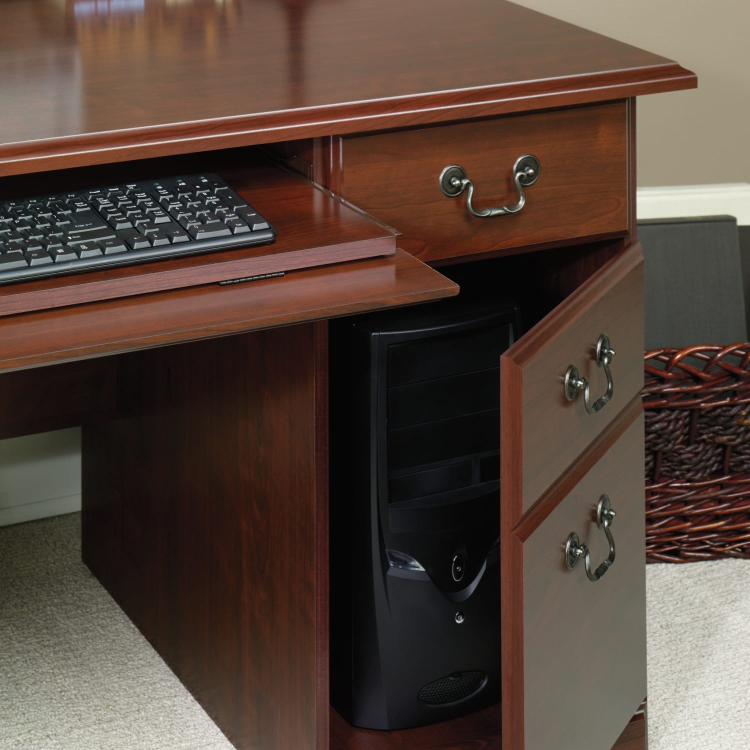 Sauder Heritage Hill 60inW Executive Computer Desk, Classic Cherry - Image 5