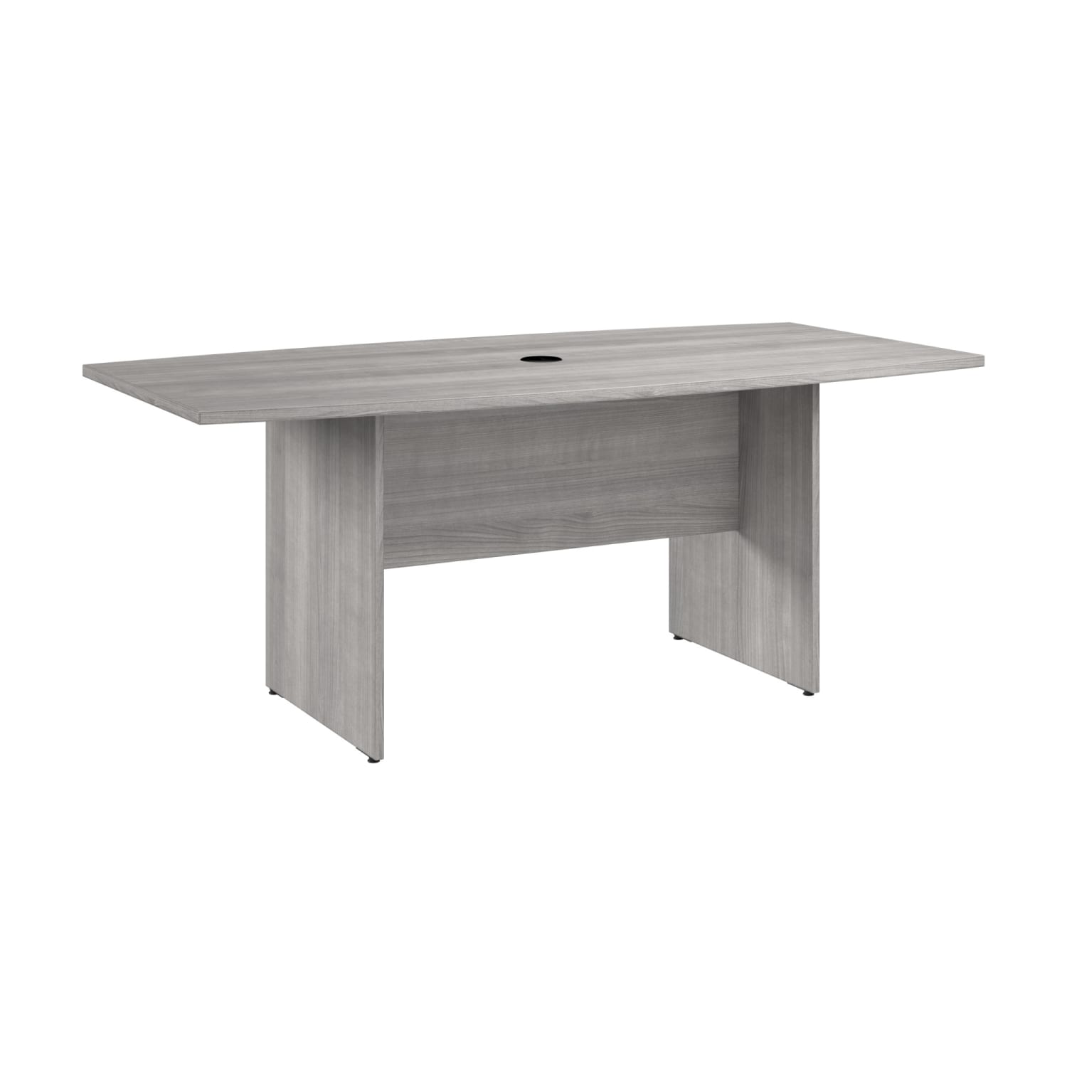 Bush Business Furniture 72inW x 36inD Boat-Shaped Conference Table With Wood Base, Platinum Gray, Standard Delivery - Image 3