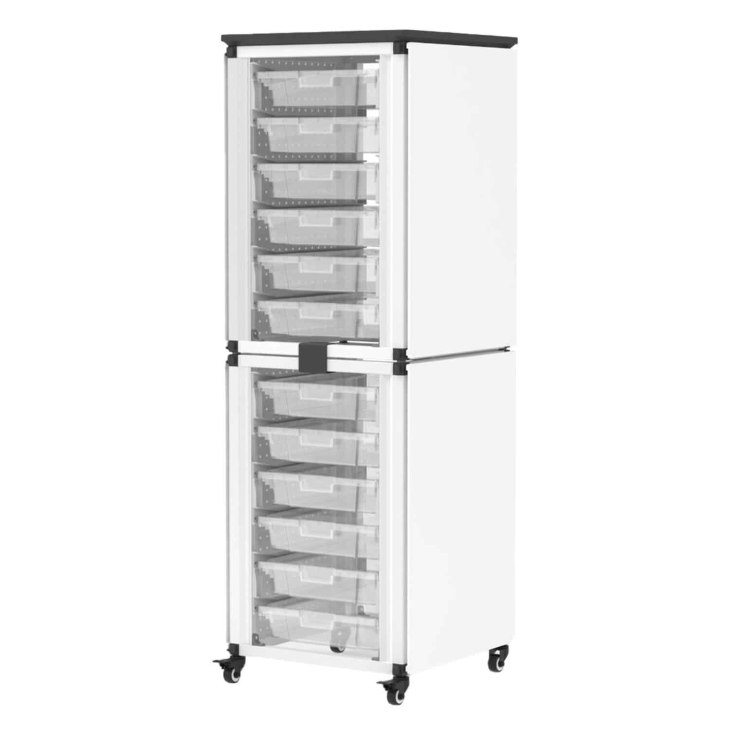 Luxor Modular Classroom Storage Cabinets, 12 Small Bins, 29inH x 18-1/4inW x 18-1/4inD, White, Pack Of 2 Stacked Modules - Image 3