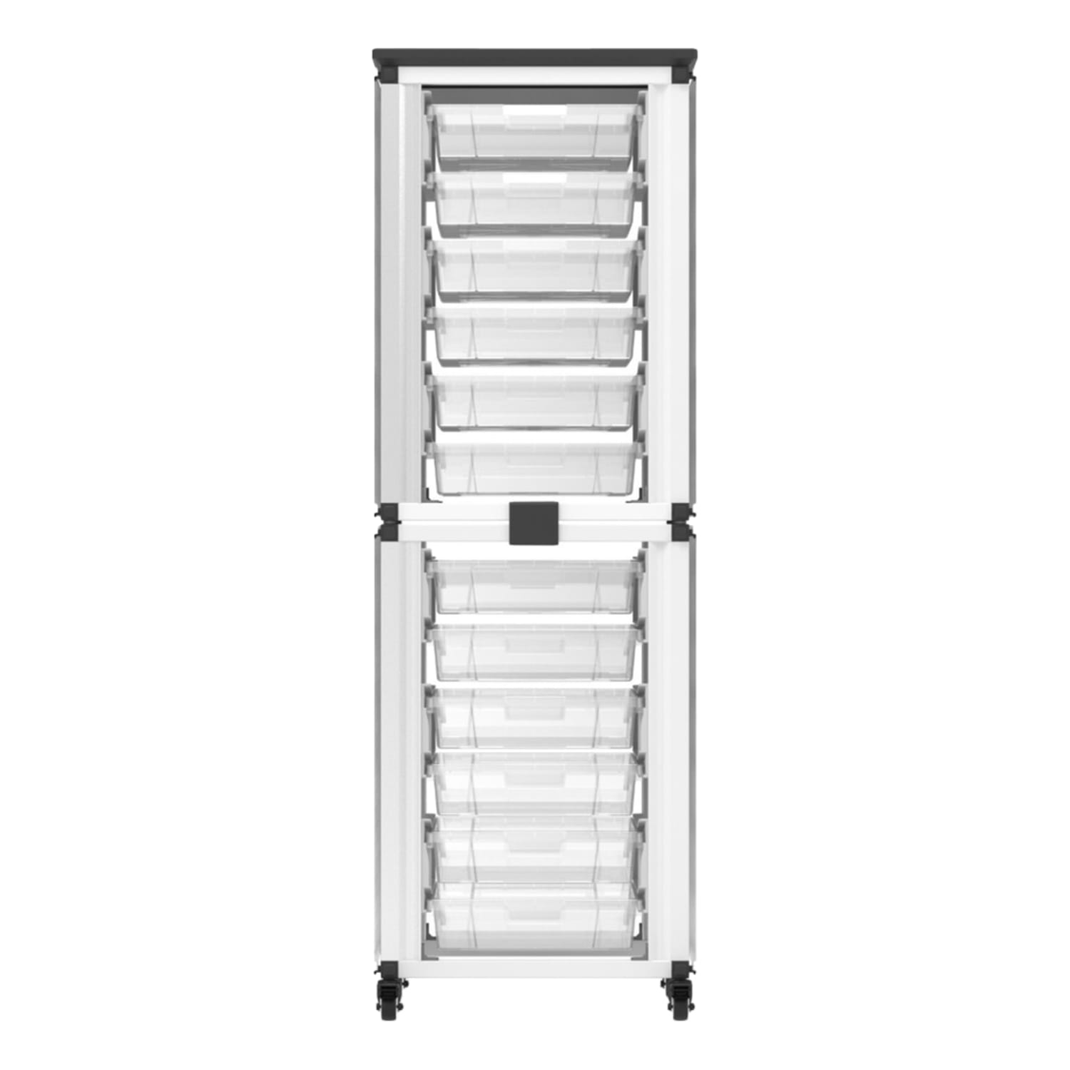Luxor Modular Classroom Storage Cabinets, 12 Small Bins, 29inH x 18-1/4inW x 18-1/4inD, White, Pack Of 2 Stacked Modules - Image 4