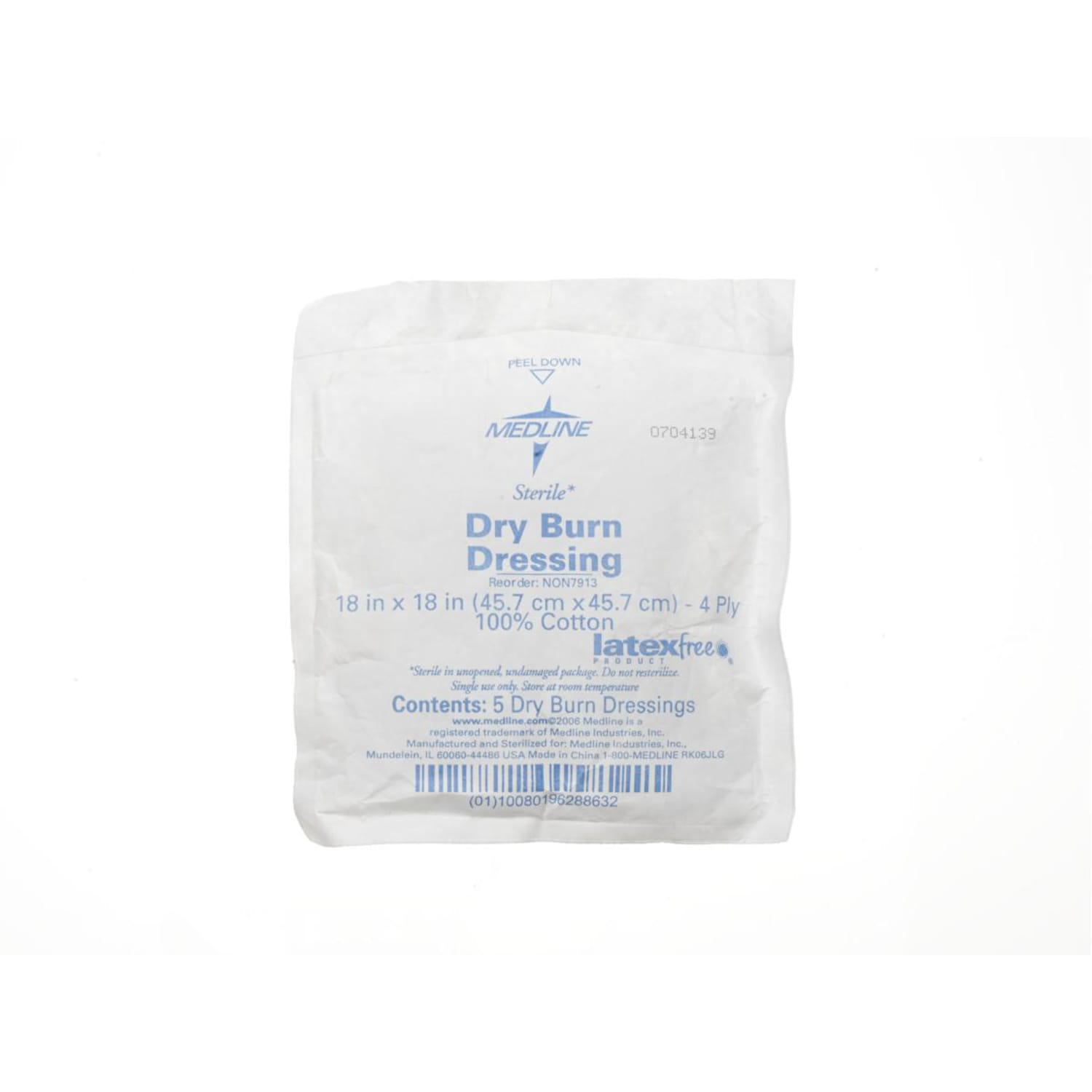 Medline Sterile Burn Dressings, 4-Ply, 18in x 18in, White, 5 Dressings Per Pack, Case Of 40 Packs - Image 3