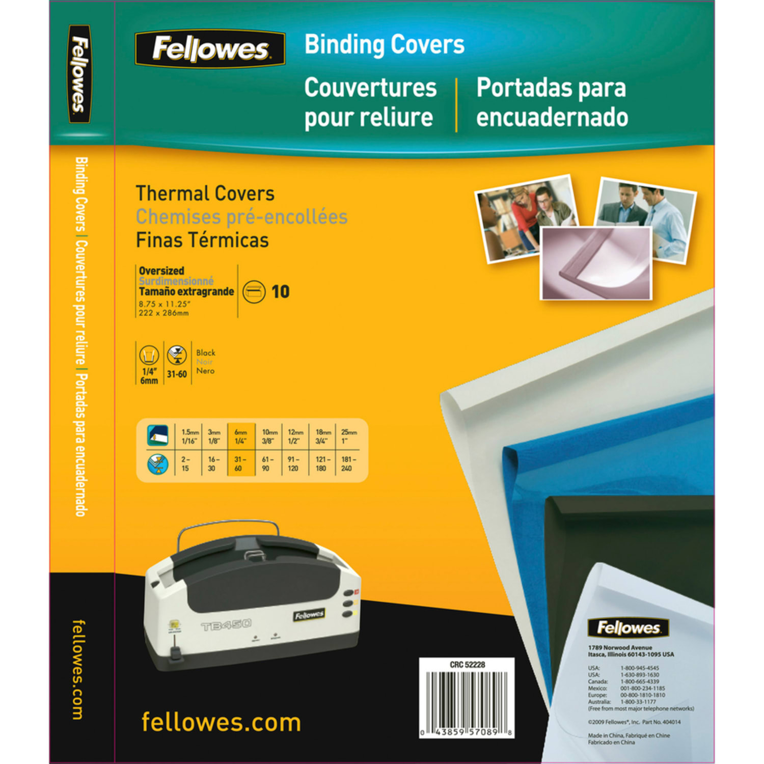 Fellowes Thermal Heavy-Gauge Binding Covers, 1/4in, 31-60 Sheet Capacity, Clear/Black, Pack Of 10 - Image 4