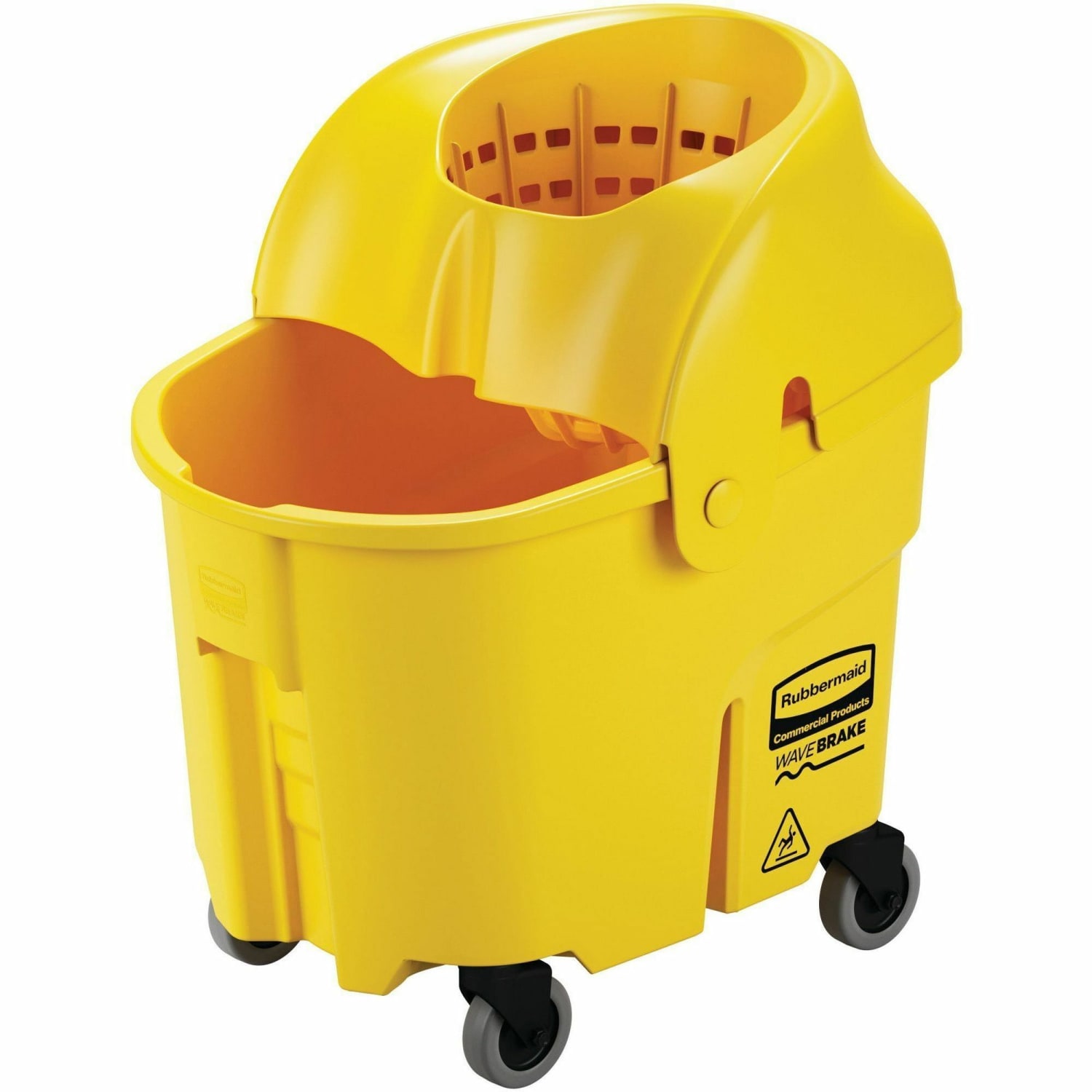 Rubbermaid Commercial WaveBrake 35 QT Institution Bucket & Wringer - 8.75 gal - Splash Resistant, Handle - 20.5in x 16.8in - Tubular Steel, Plastic - Yellow - 1 / Carton - Image 3
