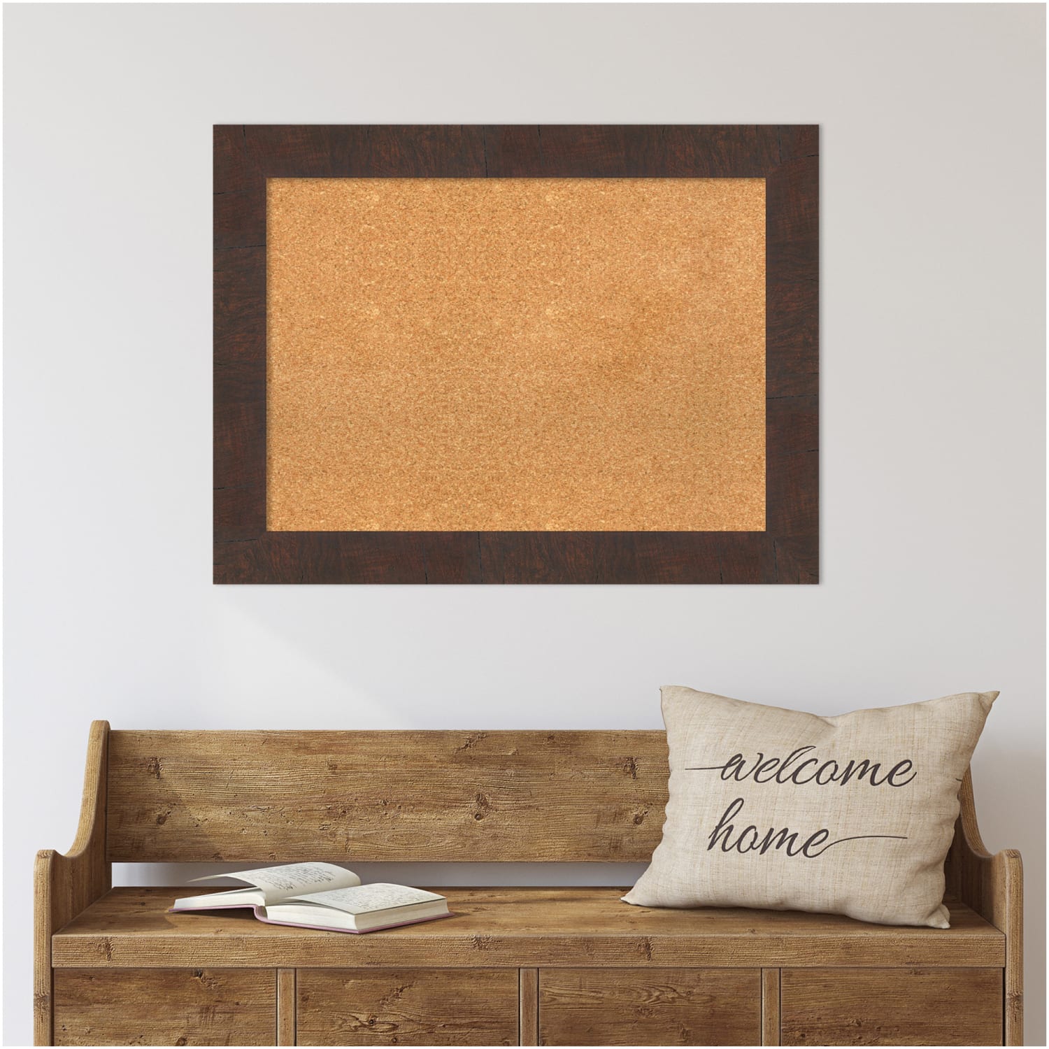 Amanti Art Non-Magnetic Cork Bulletin Board, 33in x 25in, Natural, Wildwood Brown Wood Frame - Image 3