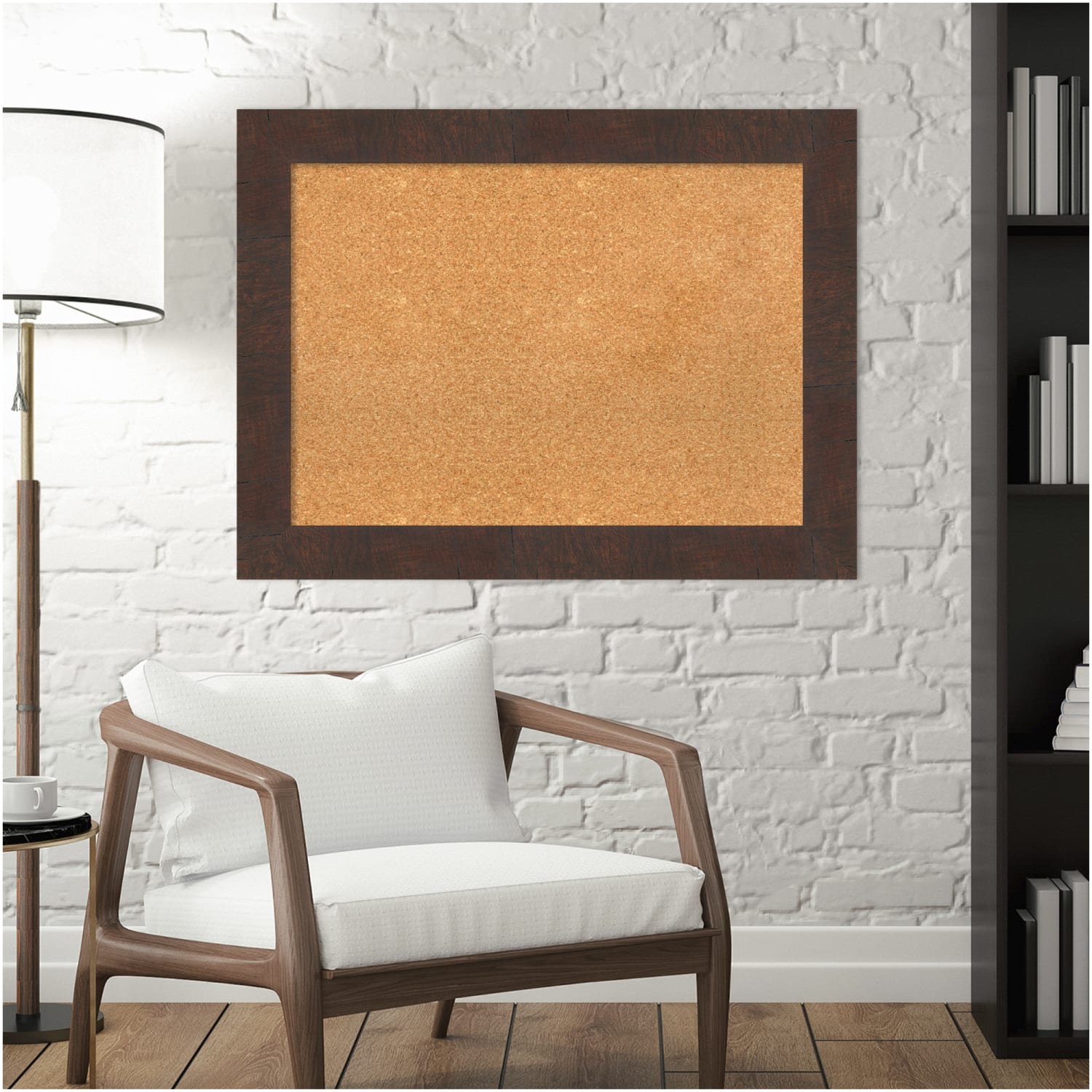 Amanti Art Non-Magnetic Cork Bulletin Board, 33in x 25in, Natural, Wildwood Brown Wood Frame - Image 4