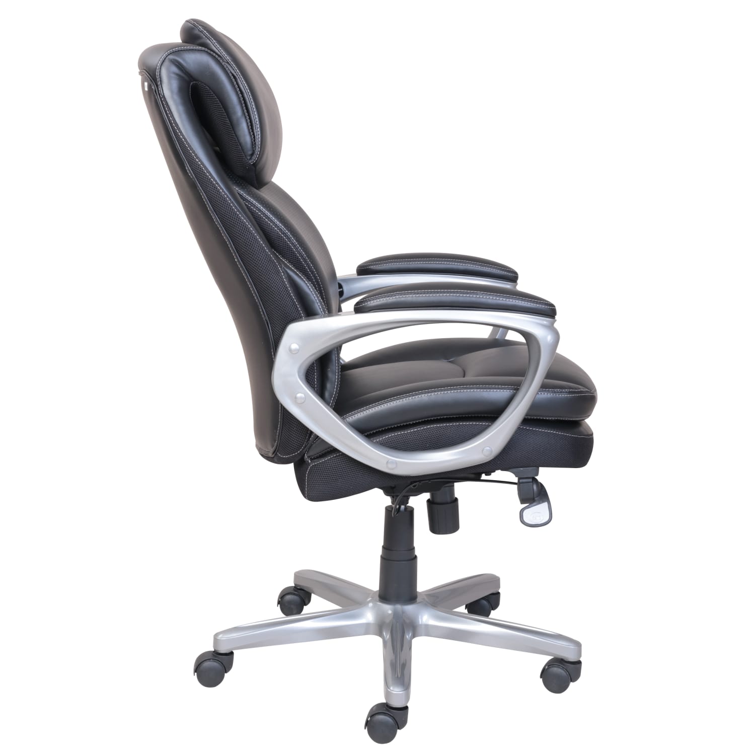 Serta Smart Layers Arlington AIR Bonded Leather HighBack Executive Office Chair BlackSilver PopularChairscom Serta Smart Layers Arlington AIR Bonded Leather High Back Executive Office Chair BlackSilver PopularChairscom