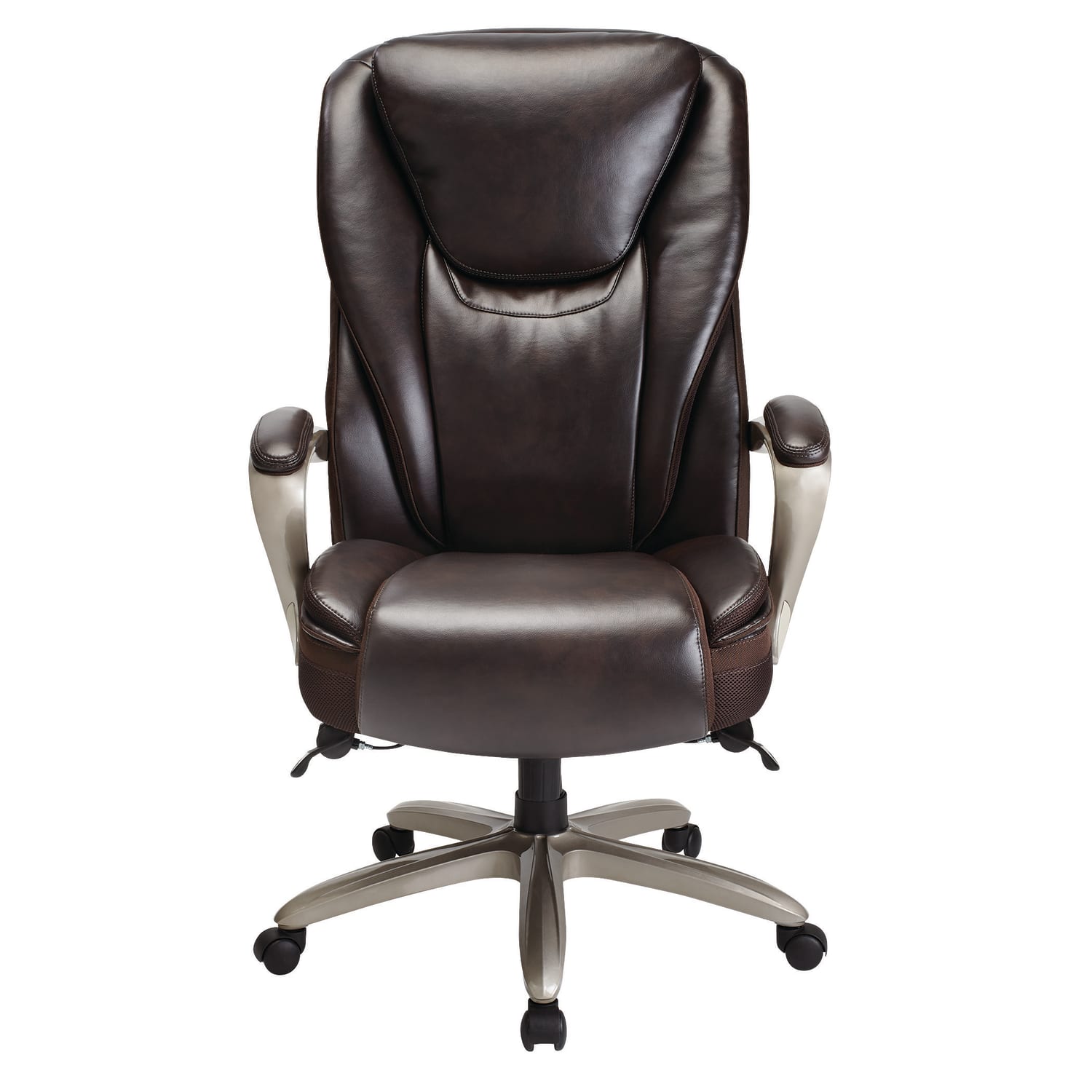 Serta Smart Layers Hensley Big Tall Ergonomic Bonded Leather HighBack Office Chair Roasted ChestnutSatin Nickel PopularChairscom Serta Smart Layers Hensley Big Tall Ergonomic Bonded Leather High Back Office Chair Roasted ChestnutSatin Nickel PopularChairscom
