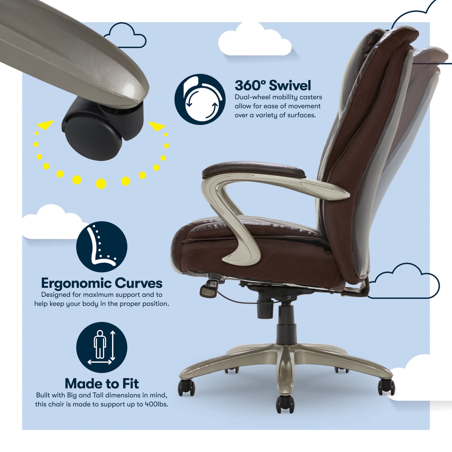 Serta Smart Layers Hensley Big Tall Ergonomic Bonded Leather HighBack Office Chair Roasted ChestnutSatin Nickel PopularChairscom Serta Smart Layers Hensley Big Tall Ergonomic Bonded Leather High Back Office Chair Roasted ChestnutSatin Nickel PopularChairscom