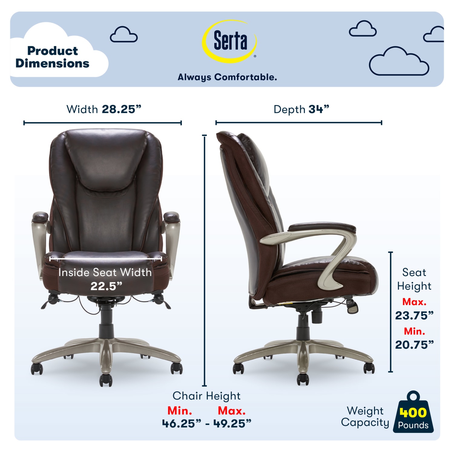 Serta Smart Layers Hensley Big Tall Ergonomic Bonded Leather HighBack Office Chair Roasted ChestnutSatin Nickel PopularChairscom Serta Smart Layers Hensley Big Tall Ergonomic Bonded Leather High Back Office Chair Roasted ChestnutSatin Nickel PopularChairscom