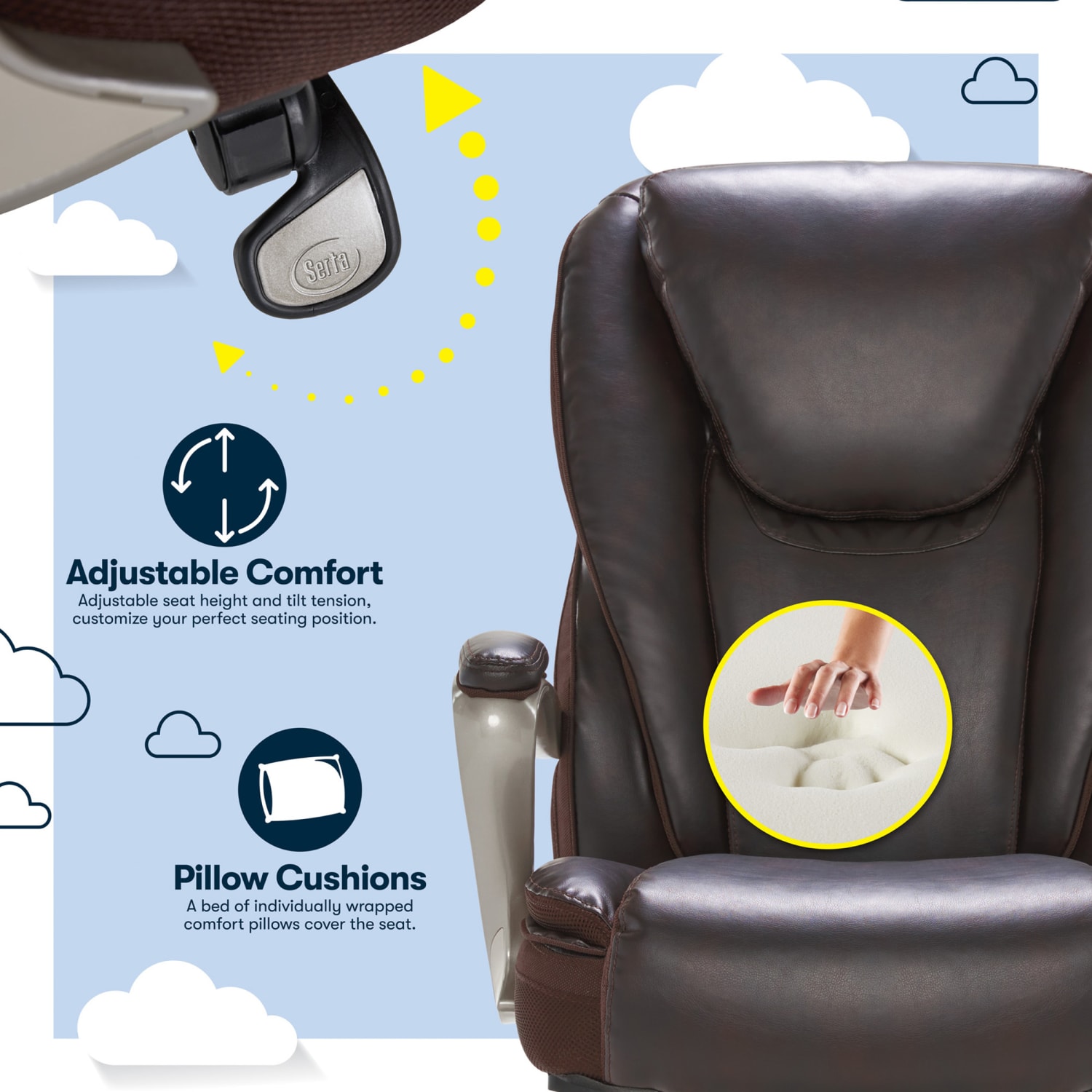Serta Smart Layers Hensley Big Tall Ergonomic Bonded Leather HighBack Office Chair Roasted ChestnutSatin Nickel PopularChairscom Serta Smart Layers Hensley Big Tall Ergonomic Bonded Leather High Back Office Chair Roasted ChestnutSatin Nickel PopularChairscom