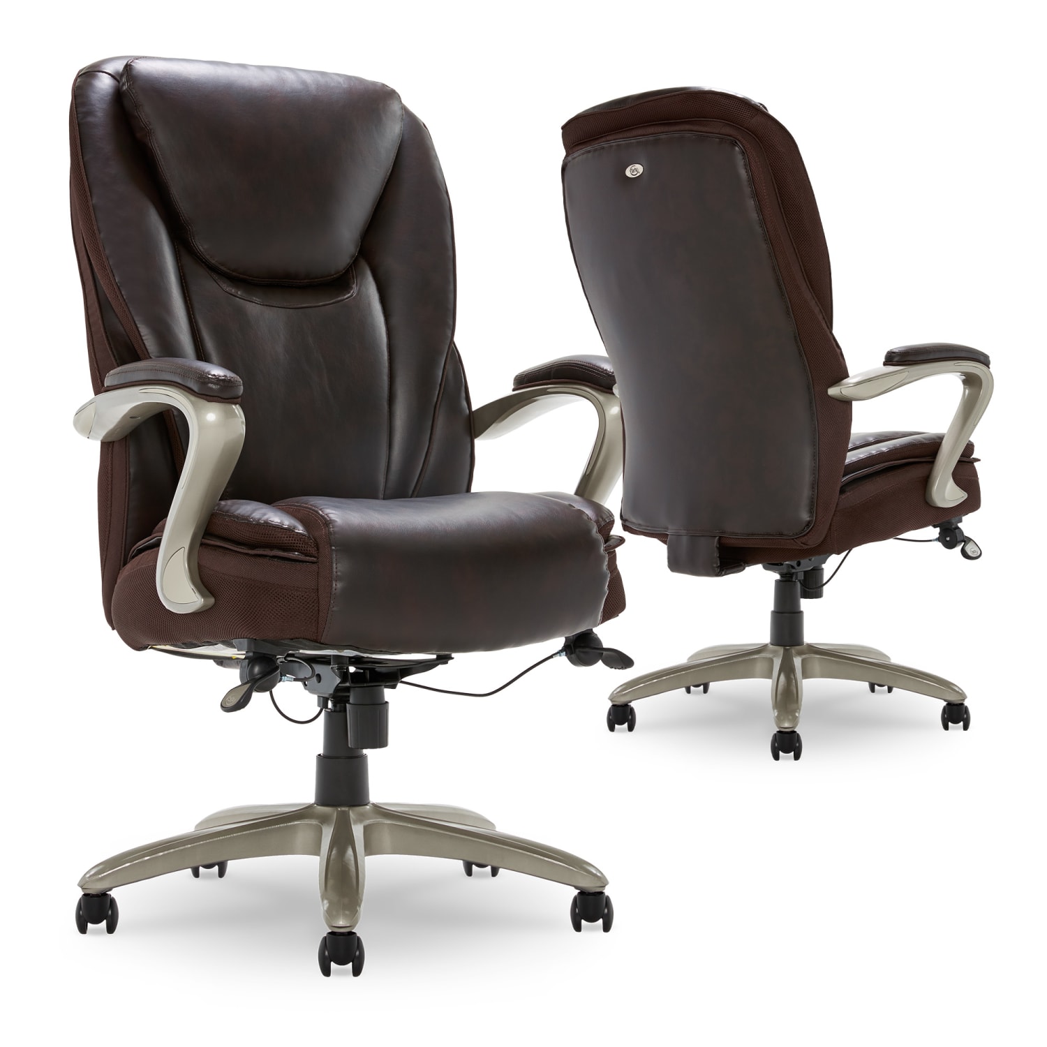 Serta Smart Layers Hensley Big Tall Ergonomic Bonded Leather HighBack Office Chair Roasted ChestnutSatin Nickel PopularChairscom Serta Smart Layers Hensley Big Tall Ergonomic Bonded Leather High Back Office Chair Roasted ChestnutSatin Nickel PopularChairscom