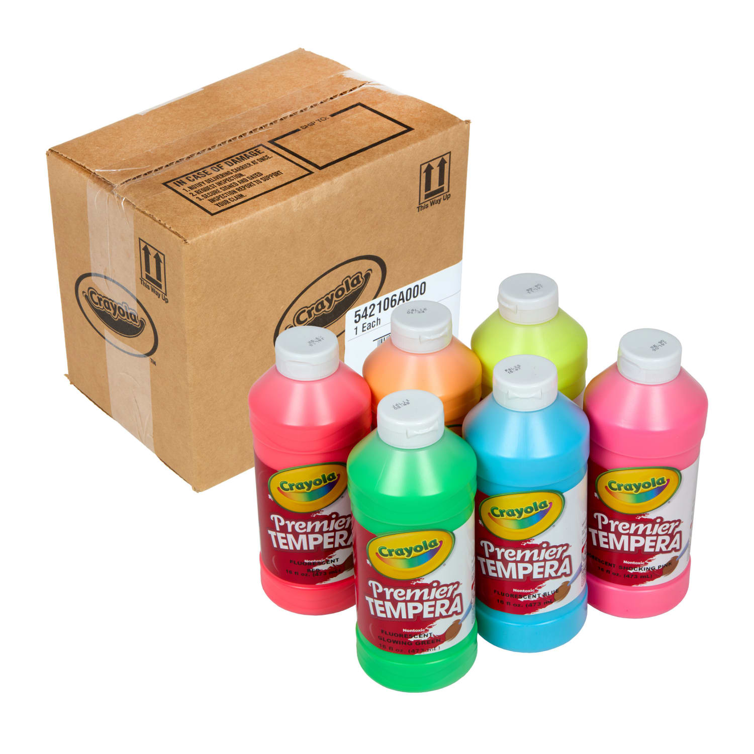 Crayola Premier Tempera Assorted Fluorescent Paint, Set Of 6 - Image 6