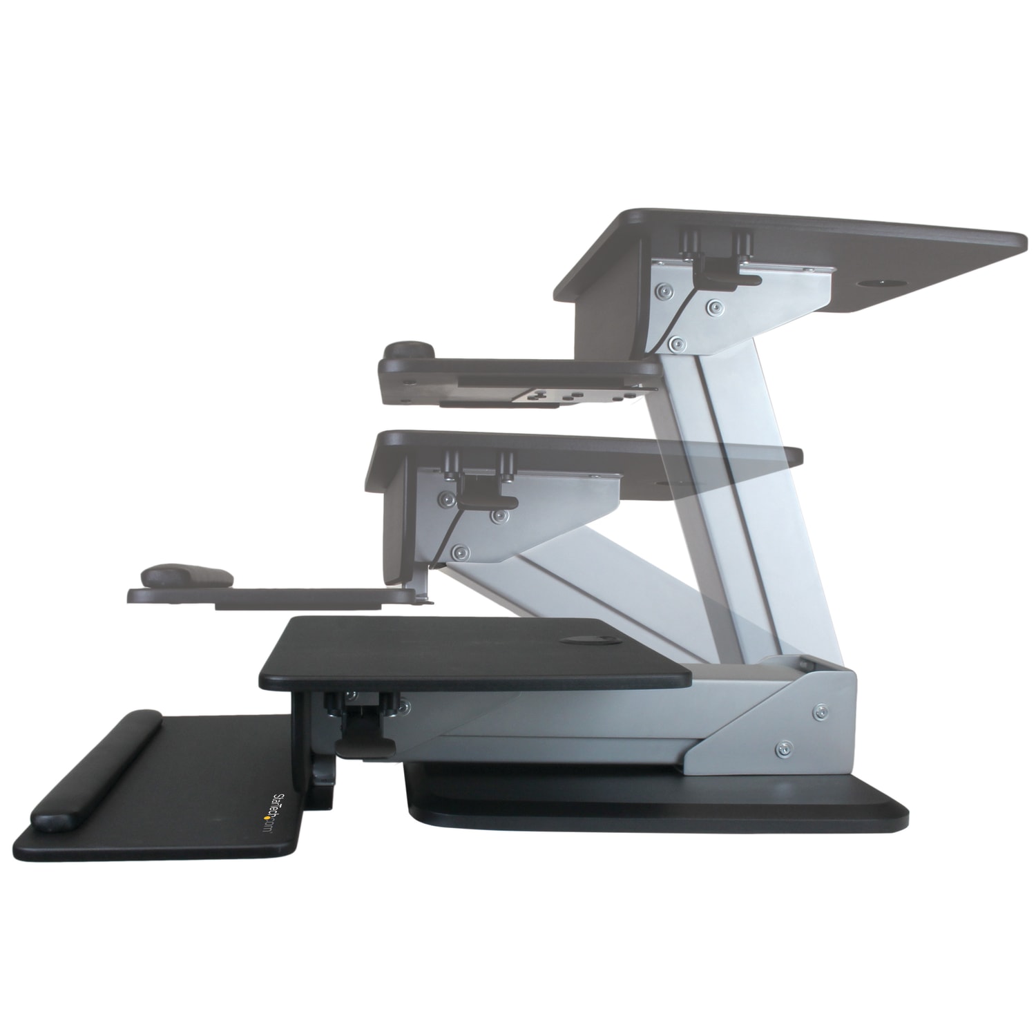 StarTech.com Sit-to-Stand Workstation, 6 5/16inH x 26 13/16inW x 33 3/4inD, Black/Silver - Image 6