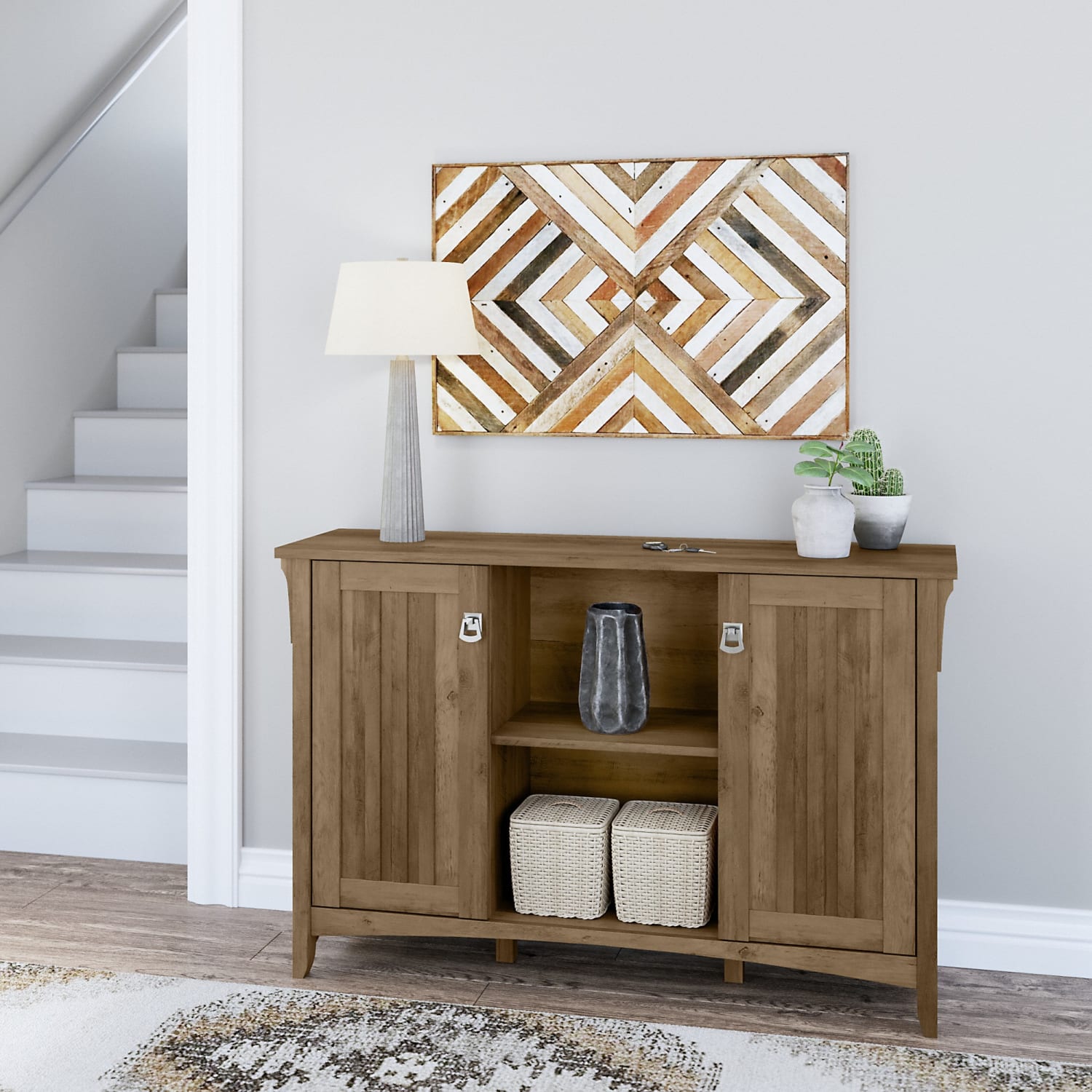 Bush Furniture Salinas Accent Storage Cabinet With Doors, Reclaimed Pine, Standard Delivery - Image 3