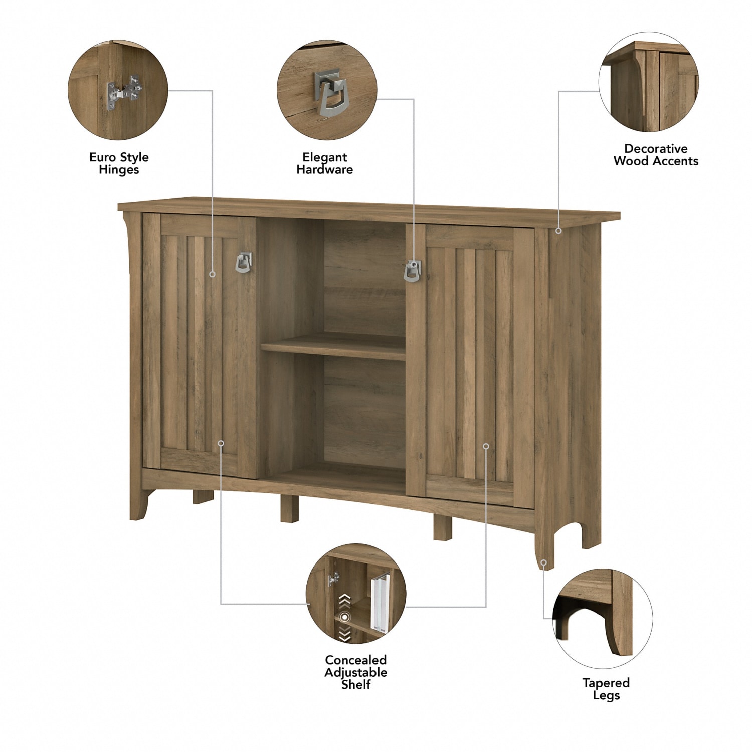 Bush Furniture Salinas Accent Storage Cabinet With Doors, Reclaimed Pine, Standard Delivery - Image 4