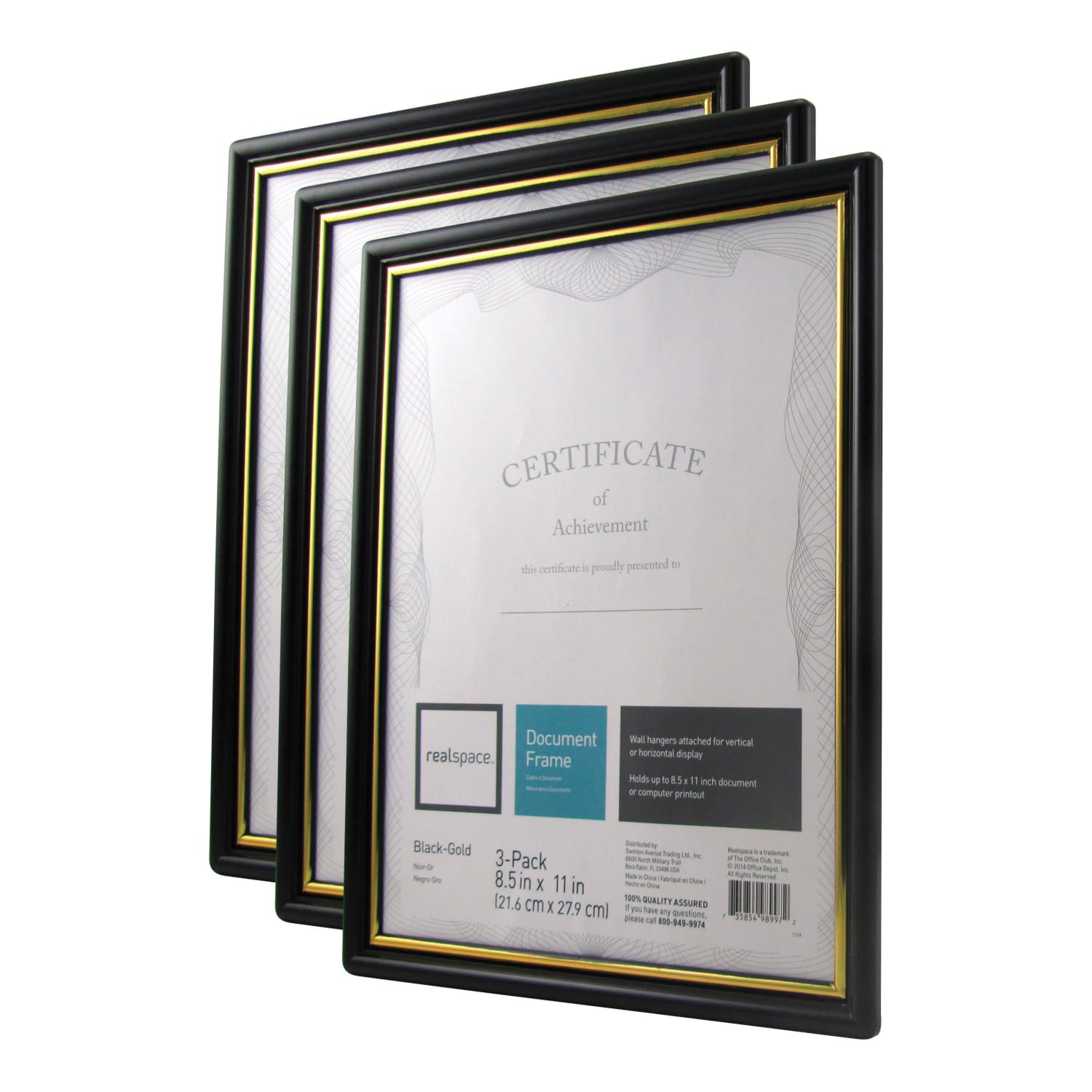 Realspace Document And Certificate Holders, 8-1/2in x 11in, Black/Gold, Pack Of 3 Holders - Image 5