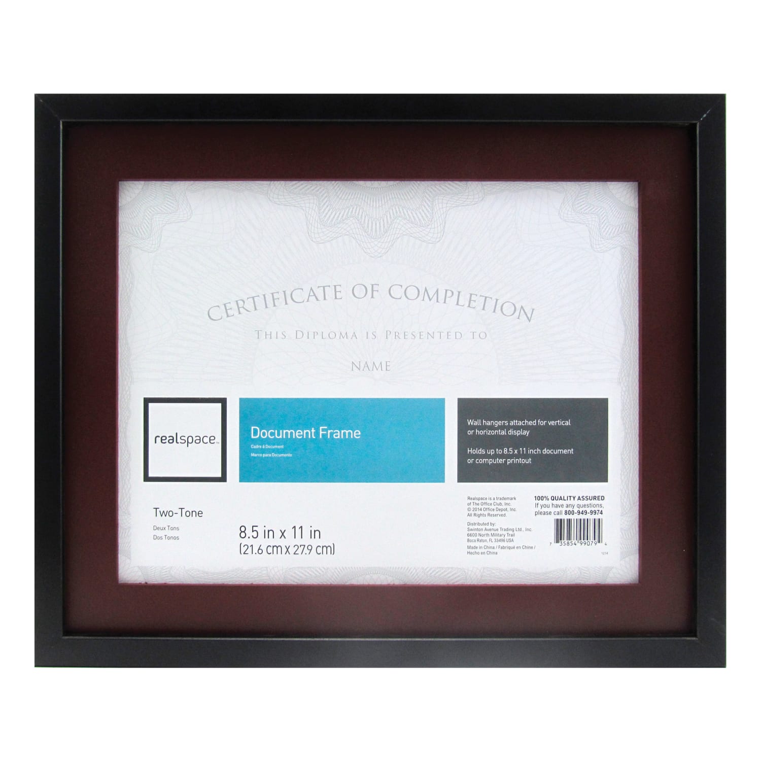 Realspace Photo/Document Frame, Gallery, 11in x 14in With Mat, Black/Brown - Image 3