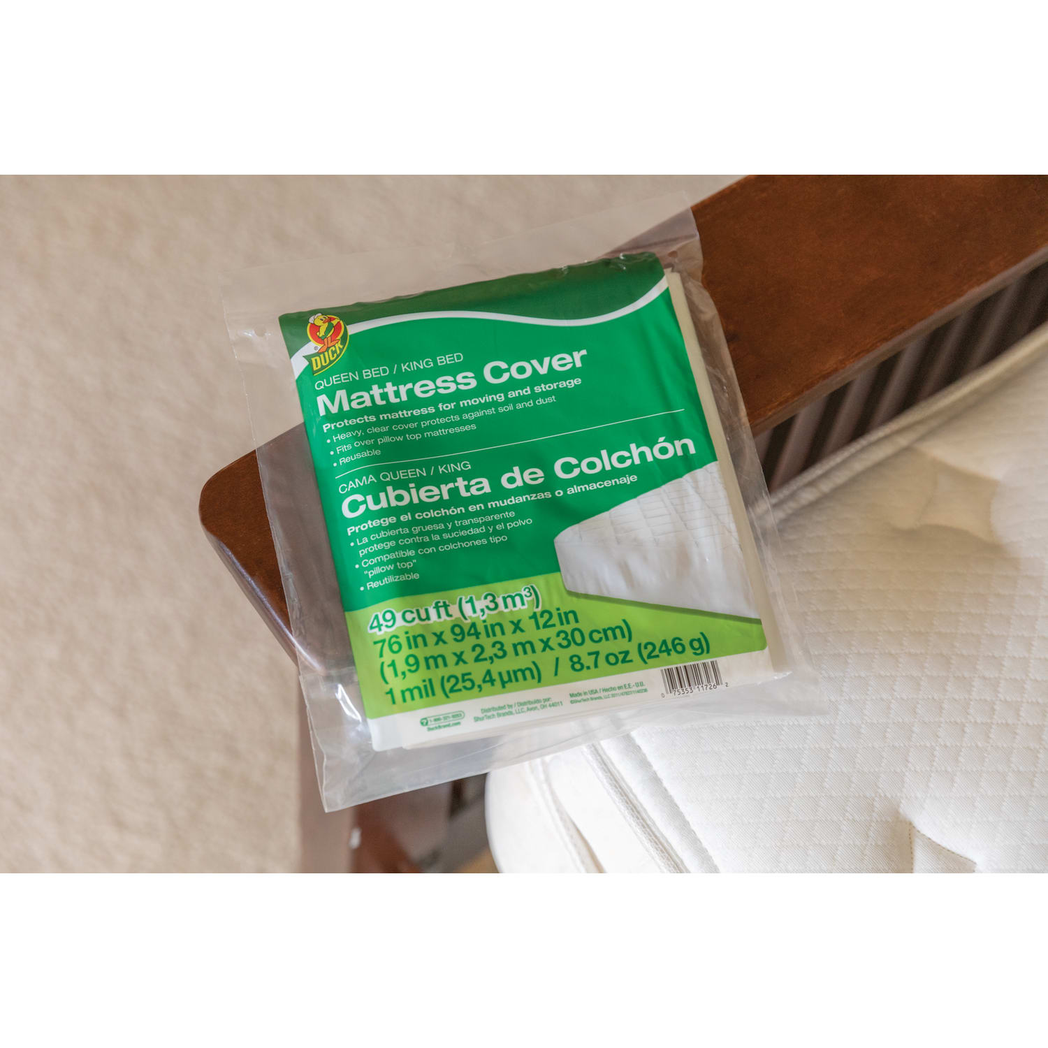Duck Mattress Cover, Queen/King, 76inH x 94inW x 12inD, Clear - Image 4