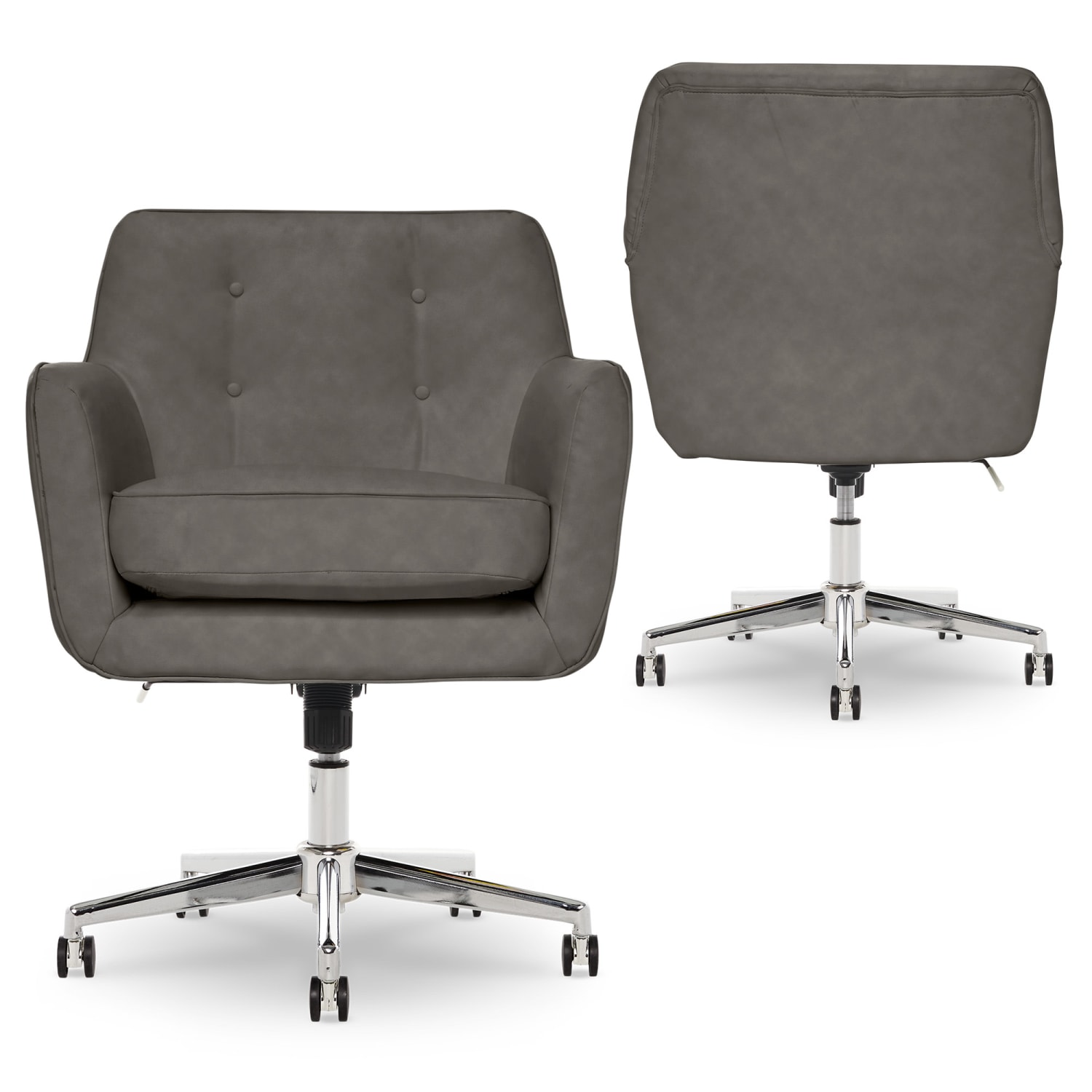 Serta Ashland Home Bonded Leather Mid-Back Office Chair, Gray/Chrome - Image 6