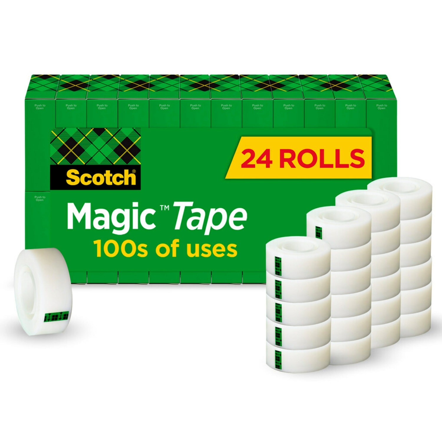 Scotch Magic Tape, Invisible, 3/4 in. x 1000 in., 24 Tape Rolls, Clear, Back to School Supplies and College Essentials for Students and Teachers