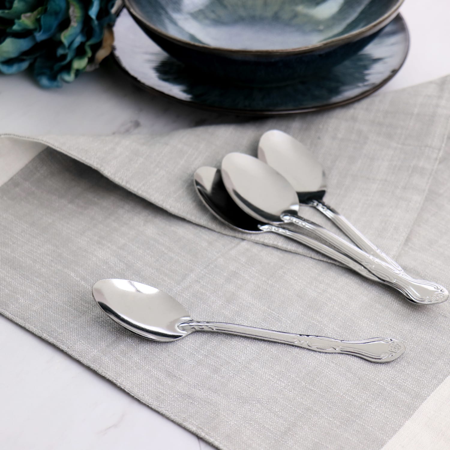 Gibson Home Abbie 4-Piece Stainless Steel Dinner Spoon Set, Silver - Image 6