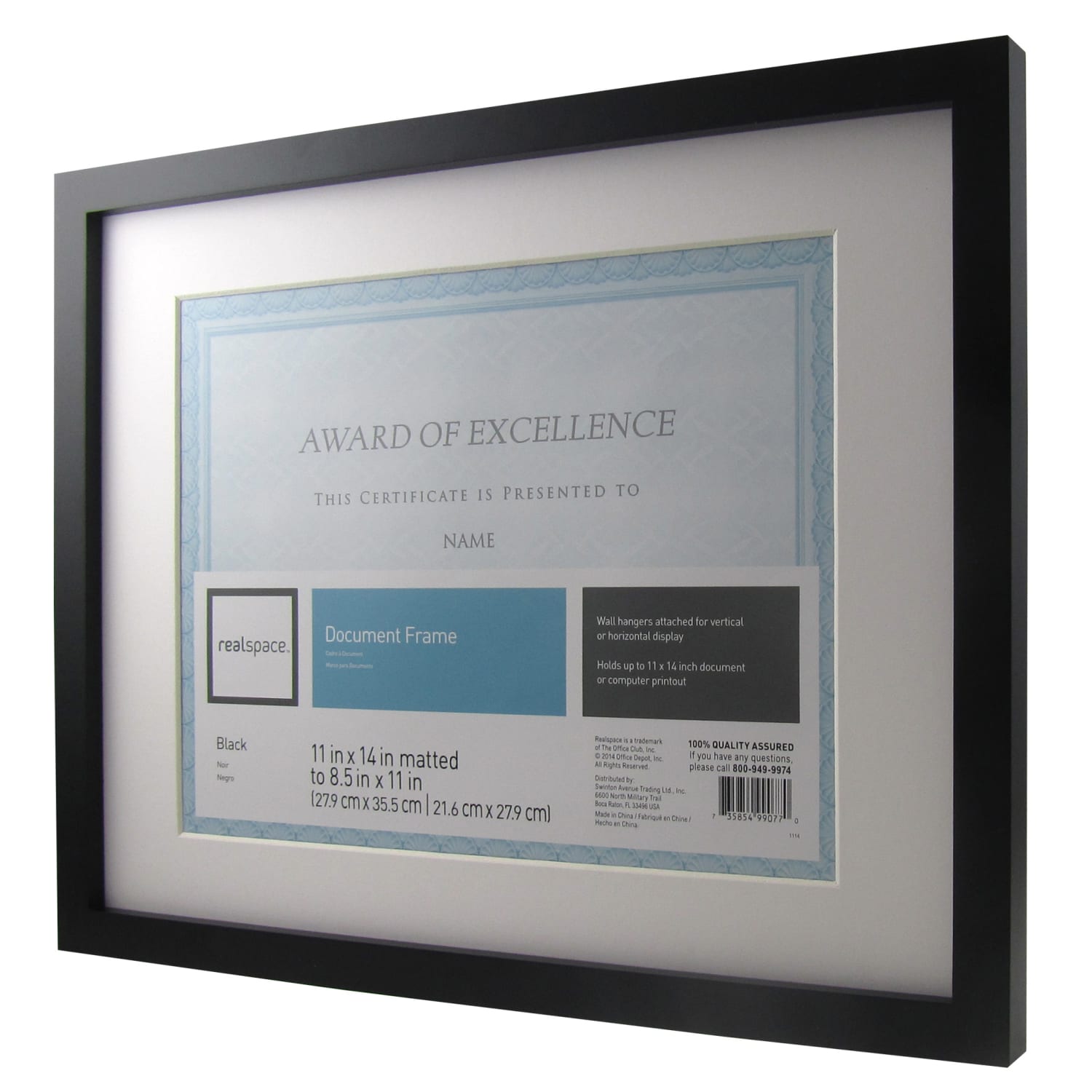Realspace Photo/Document Frame, Gallery, 11in x 14in With Mat, Black/White - Image 3