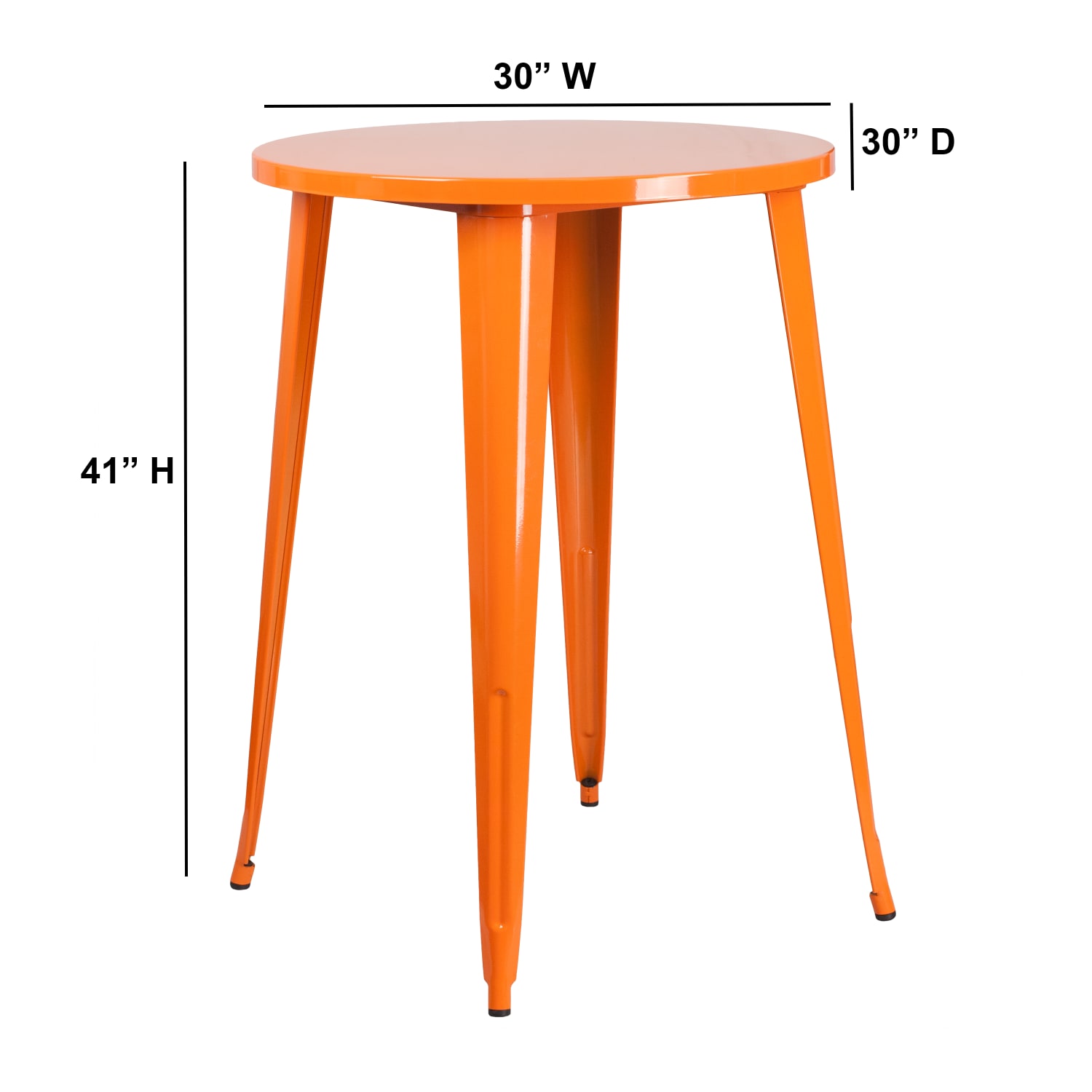 Flash Furniture Commercial Grade 30in Round Metal Indoor-Outdoor Bar Height Table, Orange - Image 3