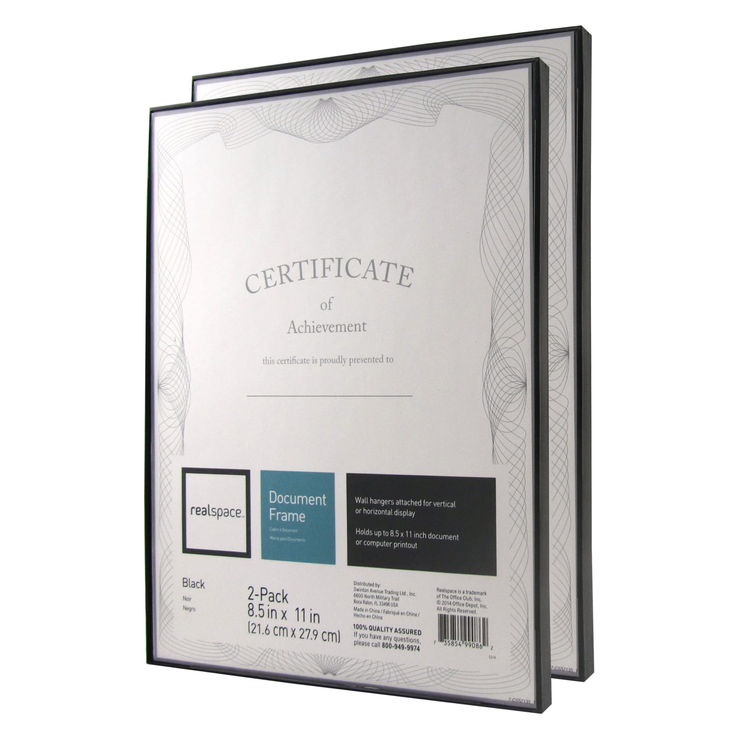 Realspace™ Slimline Document Frames 8 12 x 11 Black Pack of 2 Frames PopularChairscom