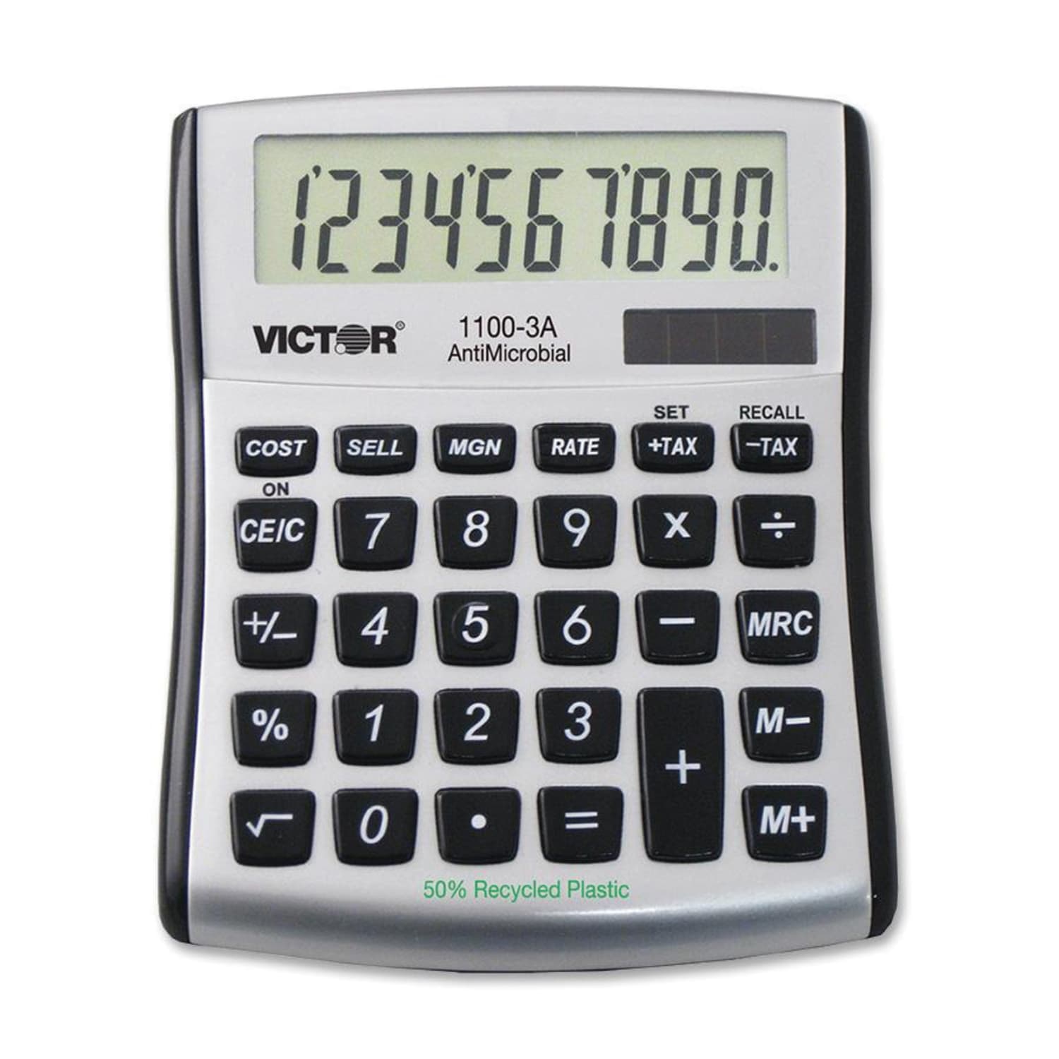 Victor 11003A Mini Desktop Calculator - Large Display, Angled Display, Dual Power, Independent Memory, Battery Backup - 11003A