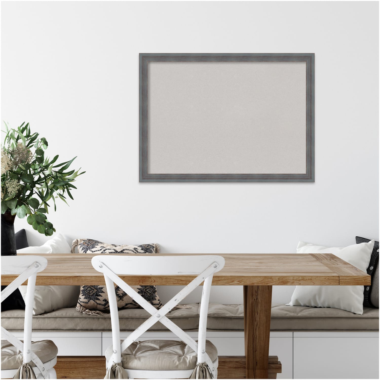 Amanti Art Rectangular Non-Magnetic Cork Bulletin Board, Gray, 30in x 22in, Dixie Blue Gray Rustic Wood Frame - Image 4