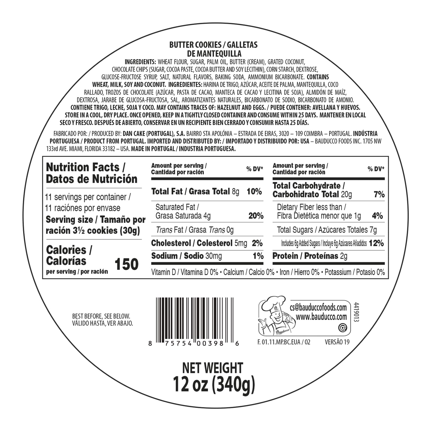 Bauducco Foods Butter Cookies, 12 oz, Case Of 12 Tins - Image 4