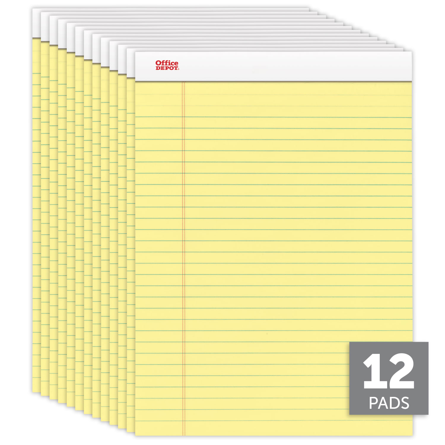 Office Depot Brand Writing Pads, 8 1/2in x 11 3/4in, Legal/Wide Ruled, 50 Sheets, Canary, Pack Of 12 Pads - Image 4