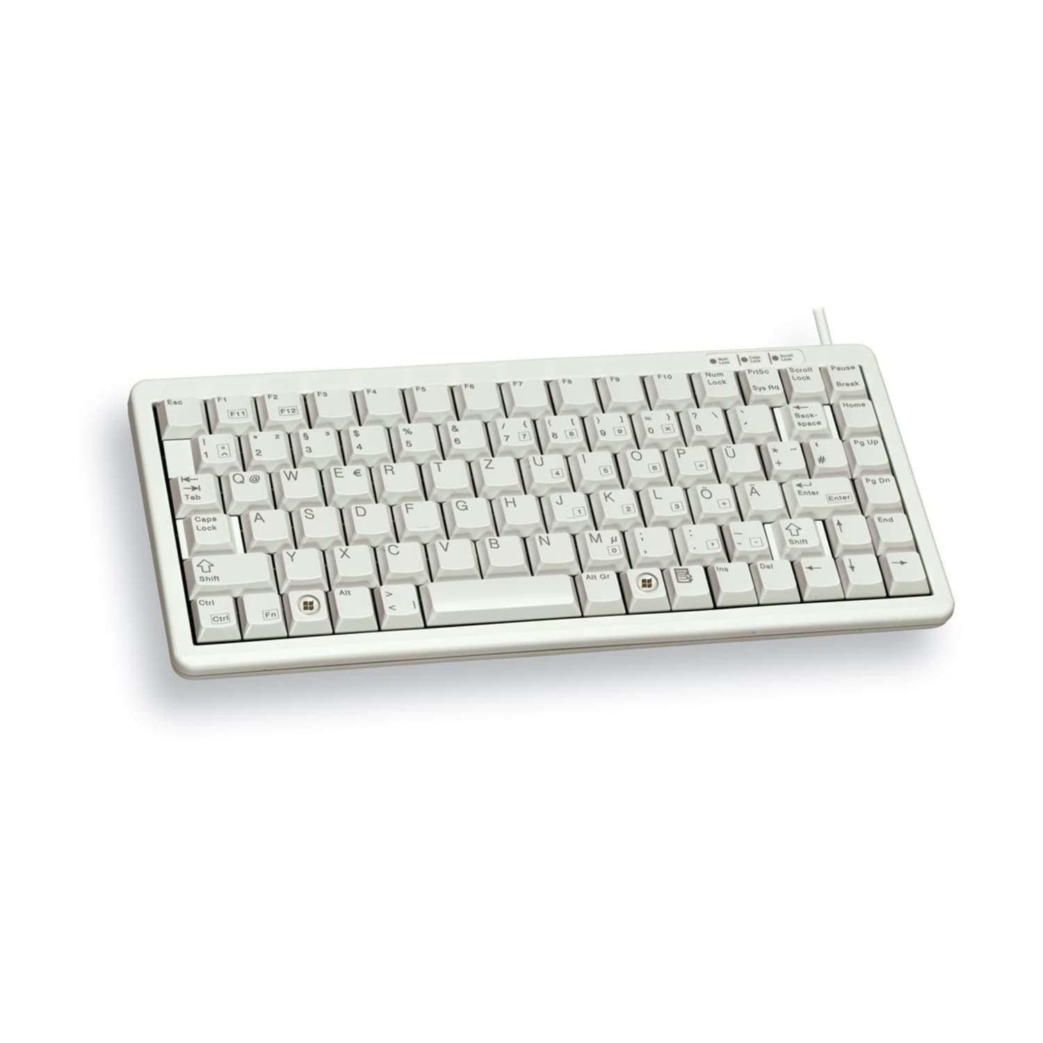CHERRY Ultraslim G84-4100 POS Keyboard - 86 Keys - QWERTY Layout - PS/2, USB - Light Gray - Image 3