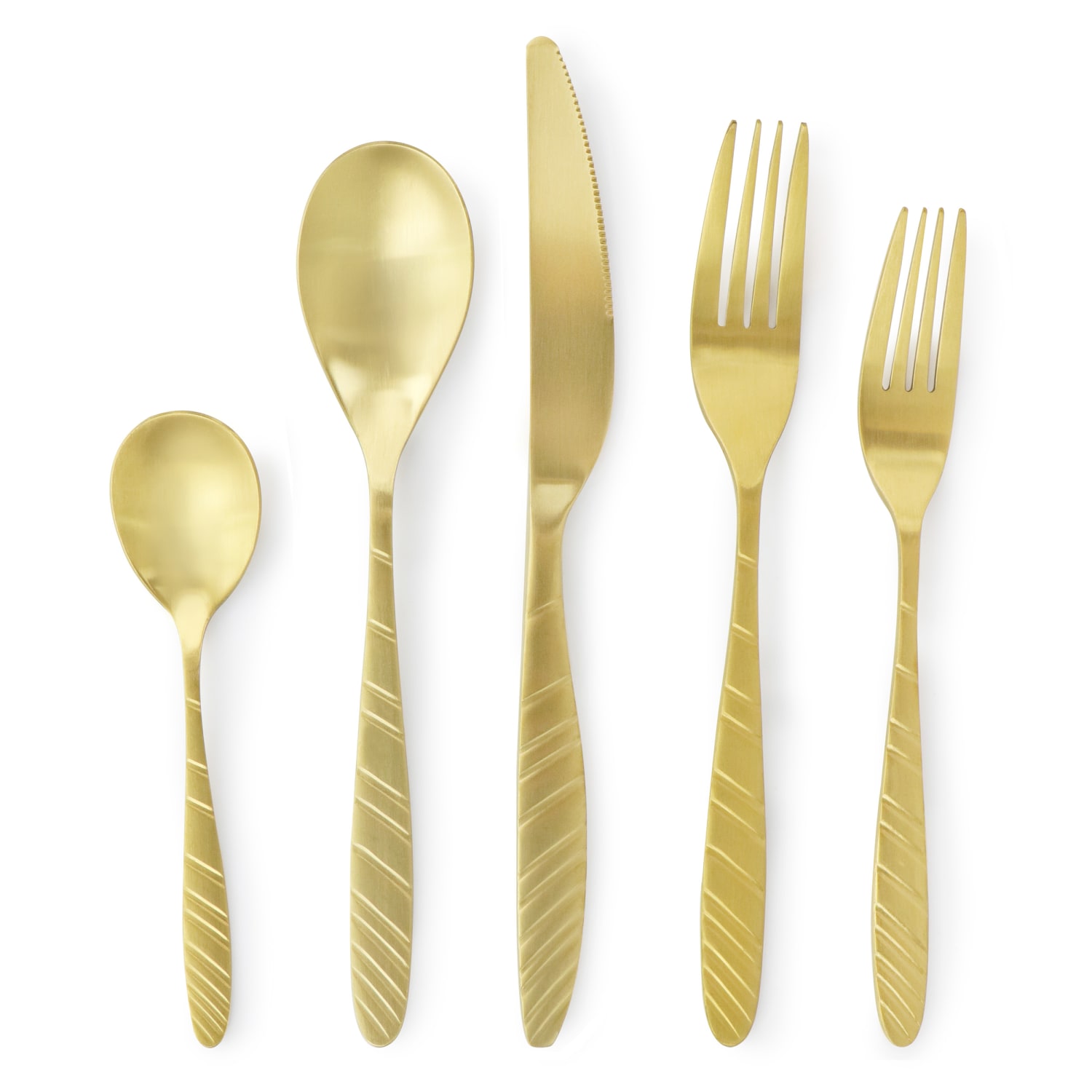 MegaChef La Vague 20-Piece Flatware Utensil Set, Matte Gold - Image 5