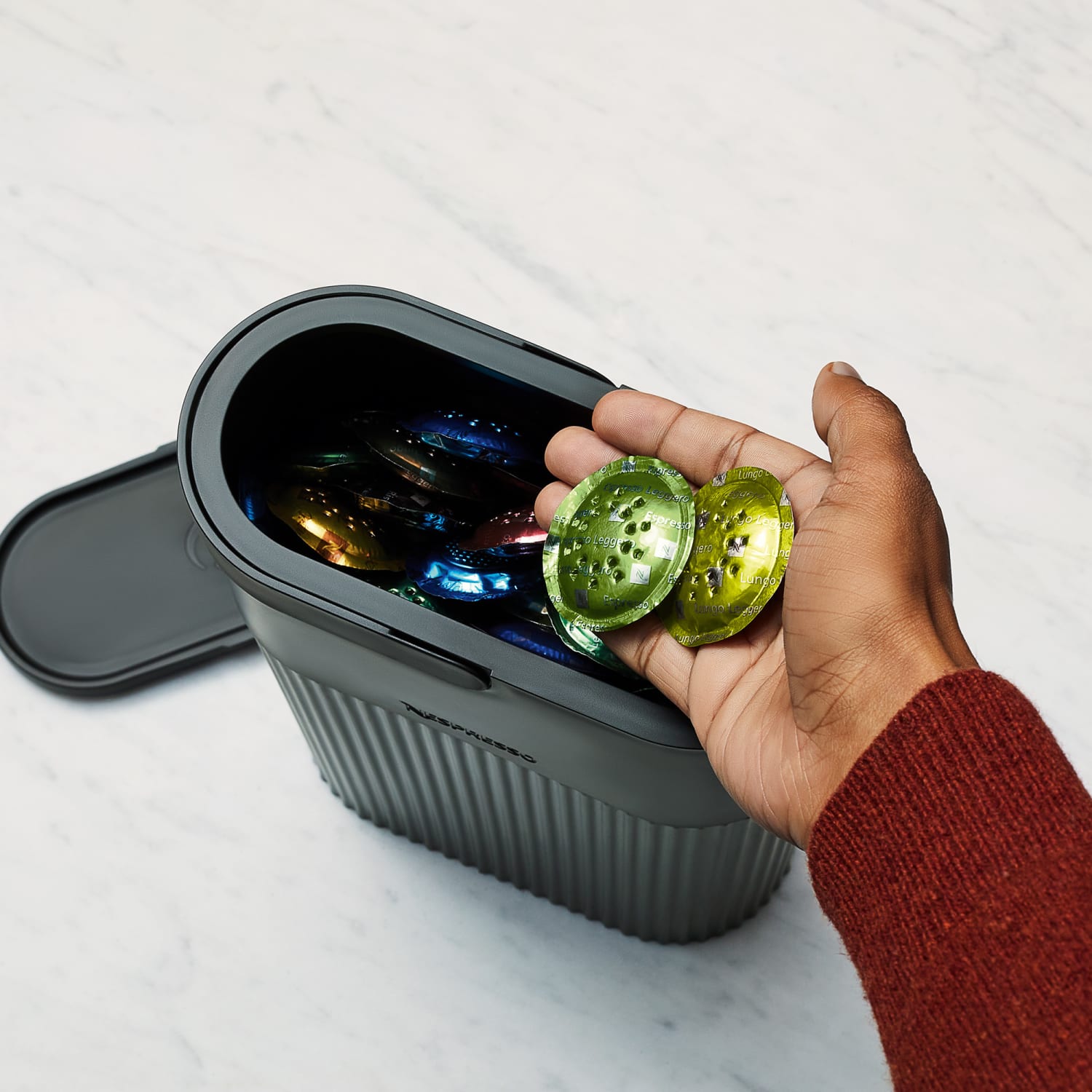 Nespresso Recycling Bin, 13-5/16inH x 8-1/2inW x 3-15/16inD, Black - Image 4