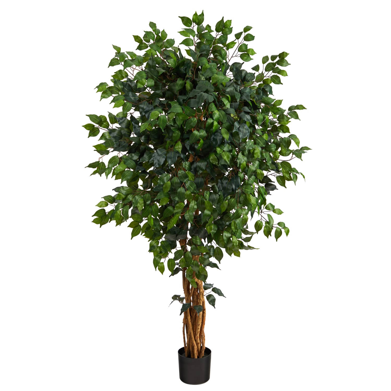 Nearly Natural Palace Ficus 66inH Artificial Tree With Planter, 66inH x 18inW x 18inD, Green/Black