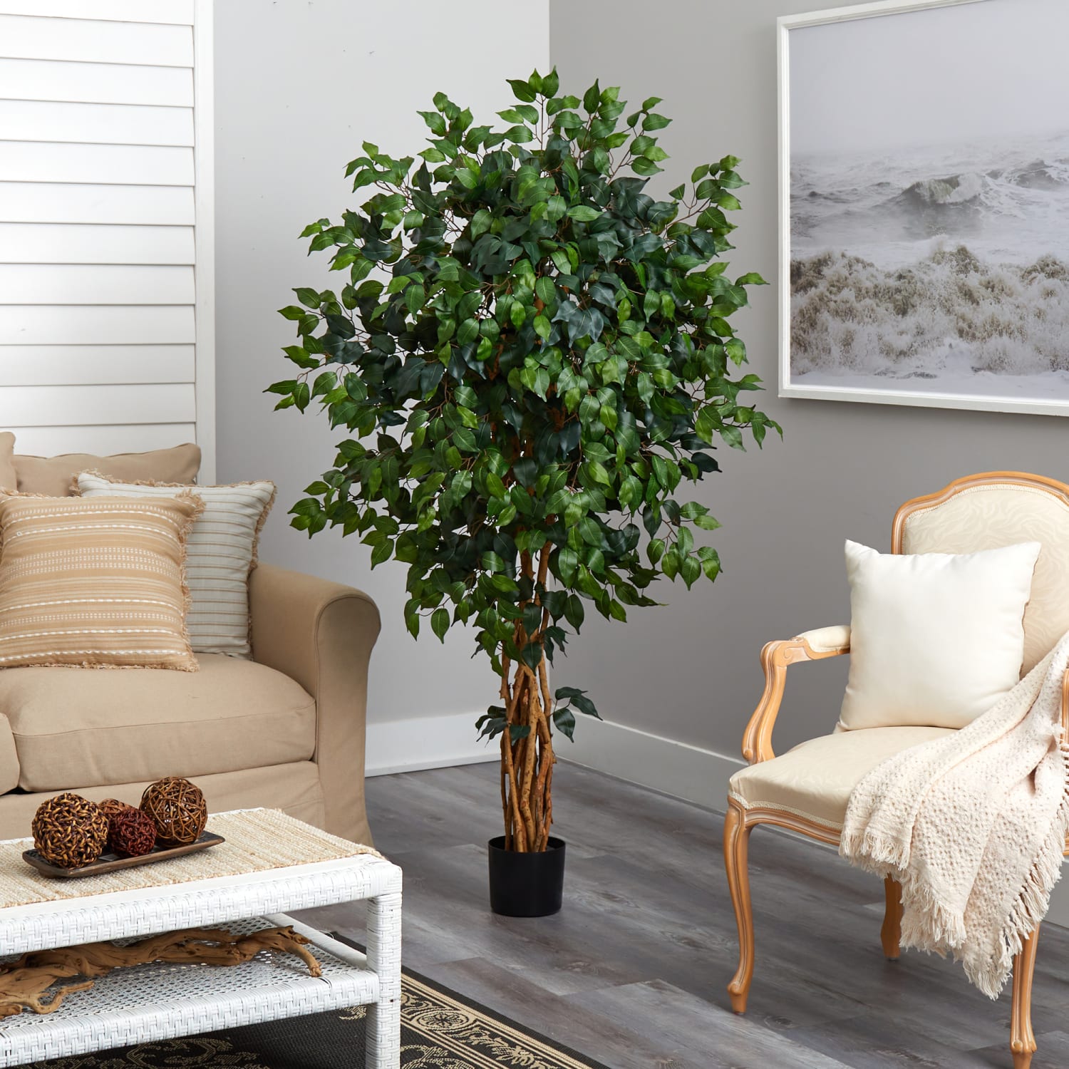 Nearly Natural Palace Ficus 66inH Artificial Tree With Planter, 66inH x 18inW x 18inD, Green/Black - Image 5