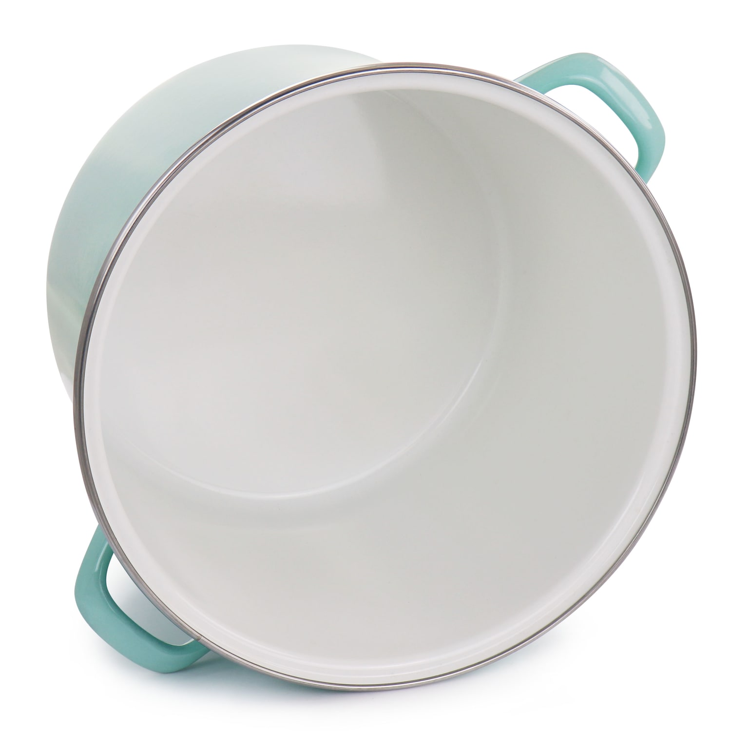 Martha Stewart Enamel-On-Steel Stock Pot With Glass Lid, 12 Qt, Turquoise - Image 5