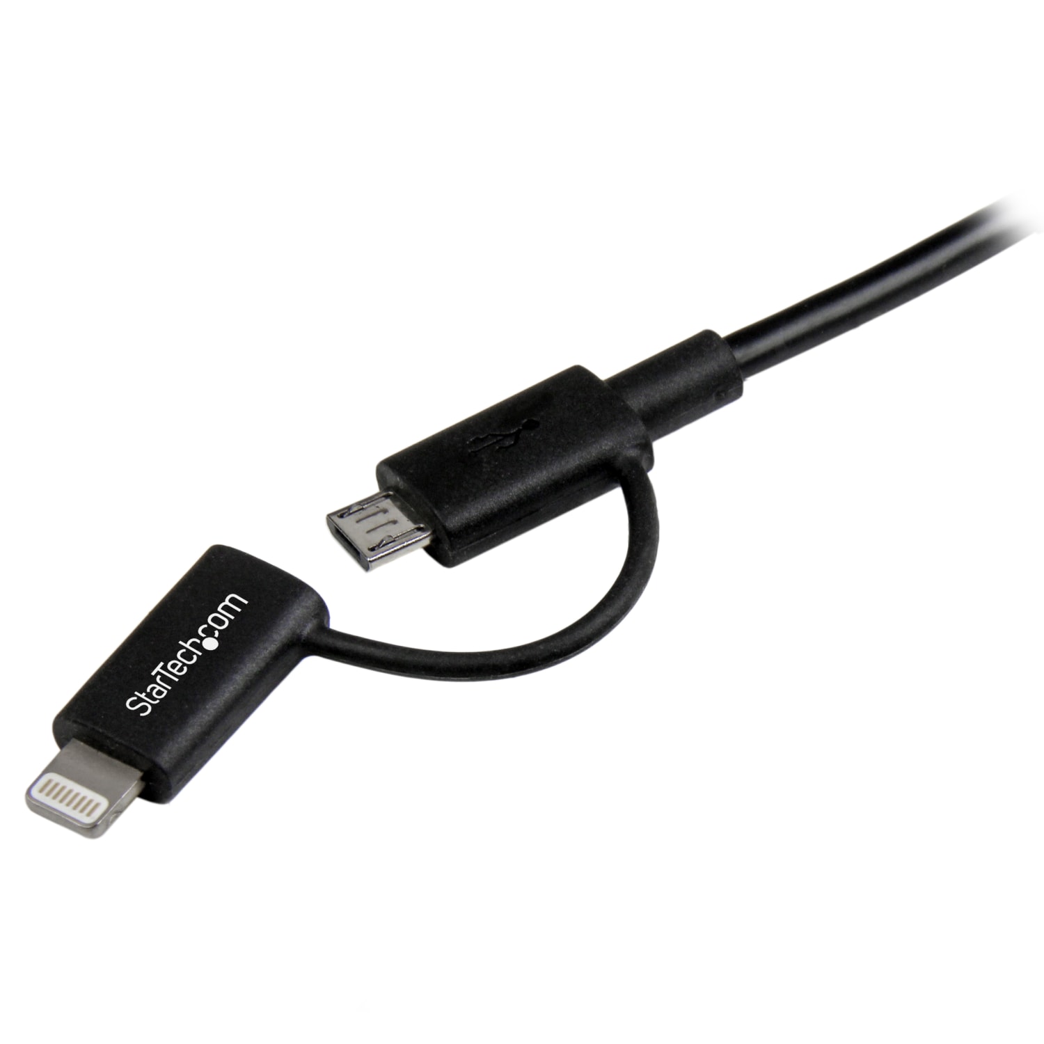 StarTech.com 1m (3 ft) Black Apple 8-pin Lightning Connector or Micro USB to USB Combo Cable  - LTUB1MBK - Image 3