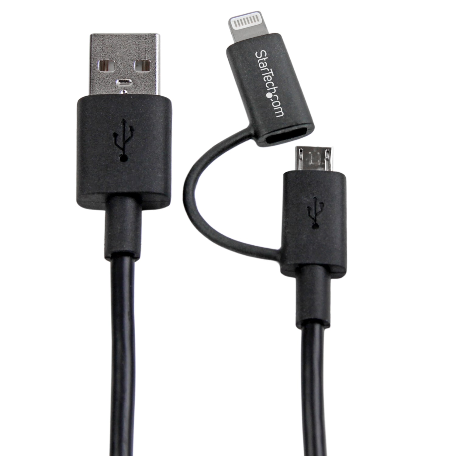 StarTech.com 1m (3 ft) Black Apple 8-pin Lightning Connector or Micro USB to USB Combo Cable  - LTUB1MBK - Image 5