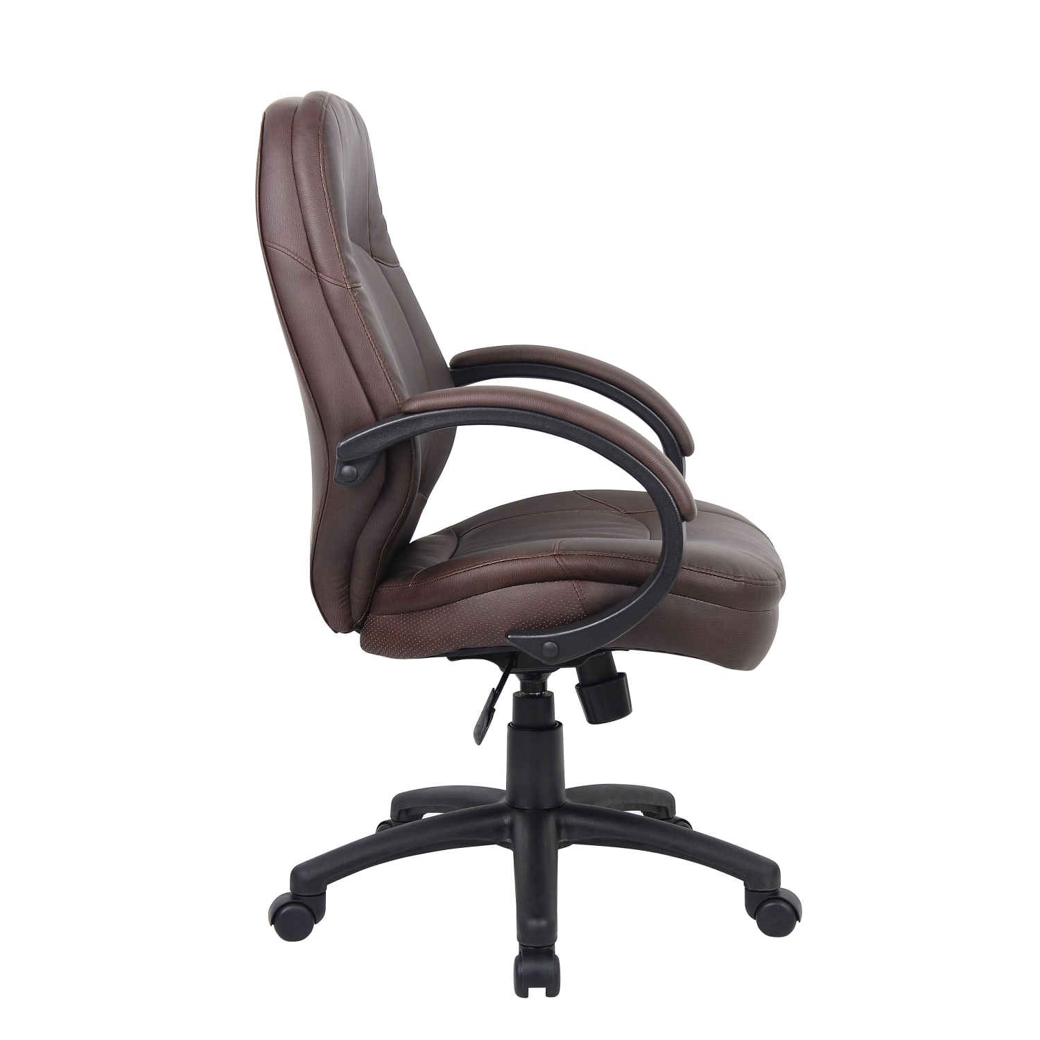 Boss Office Products LeatherPlus Bonded Leather Mid-Back Chair, Bomber Brown/Black - Image 5