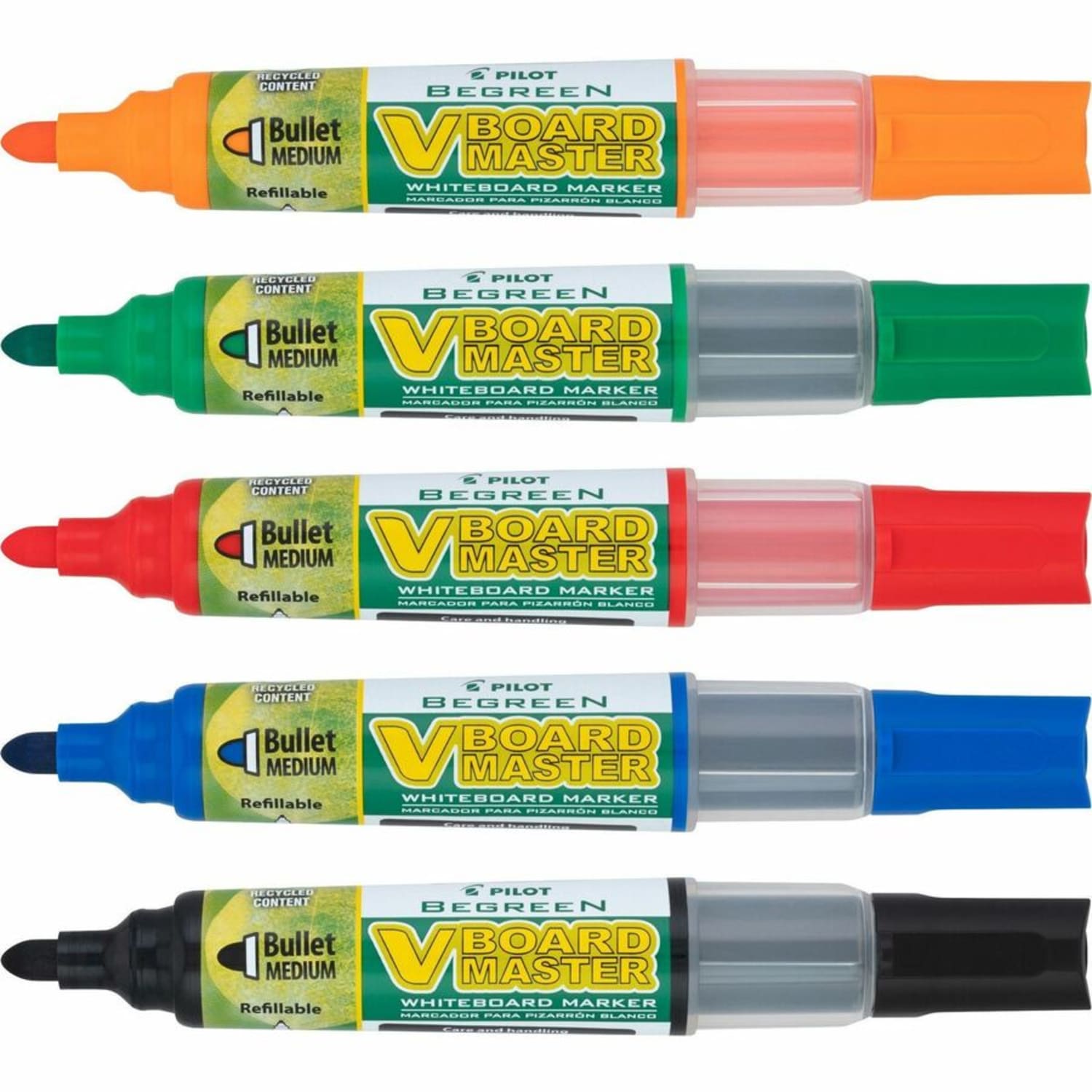 Pilot V-Board Master BeGreen 91% Recycled Dry-Erase Markers, Bullet Point, Assorted, Pack Of 5 - Image 6