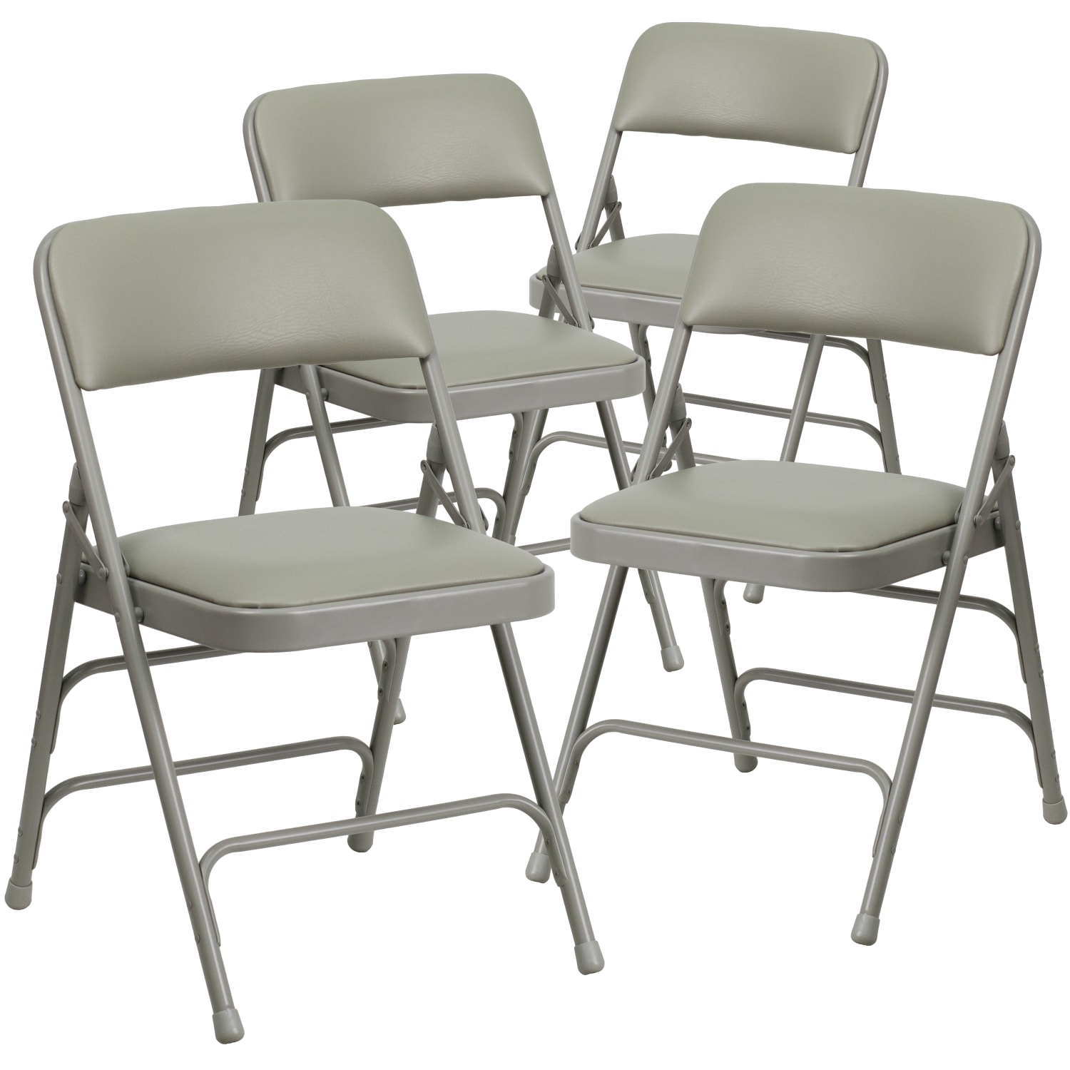 Flash Furniture HERCULES Series Curved Triple-Braced & Double-Hinged Upholstered Metal Folding Chairs, Gray, Set Of 4 Chairs - Image 4
