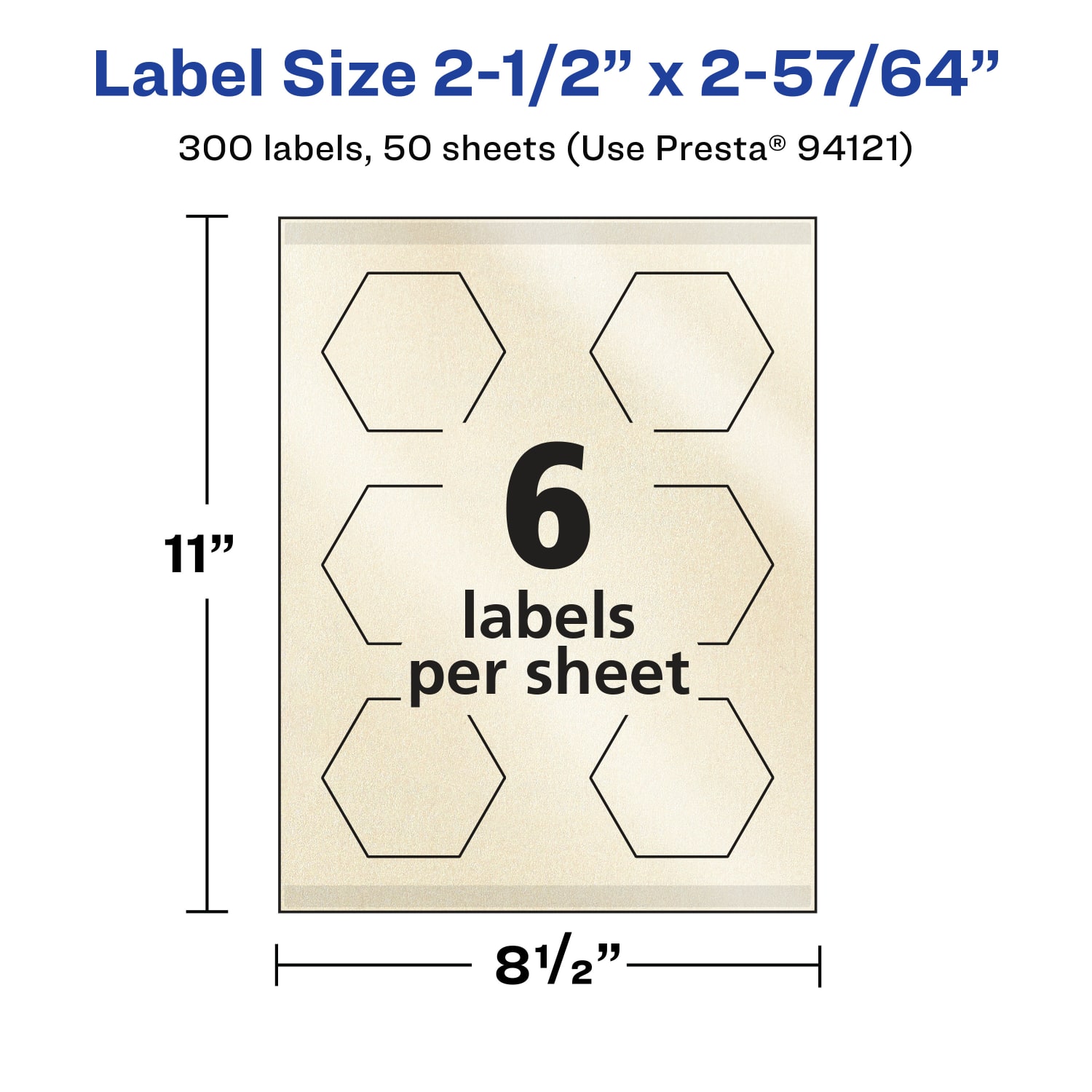 Avery Pearlized Permanent Labels With Sure Feed, 94121-PIP50, Hexagon, 2-1/2in x 2-57/64in, Ivory, Pack Of 300 Labels - Image 6