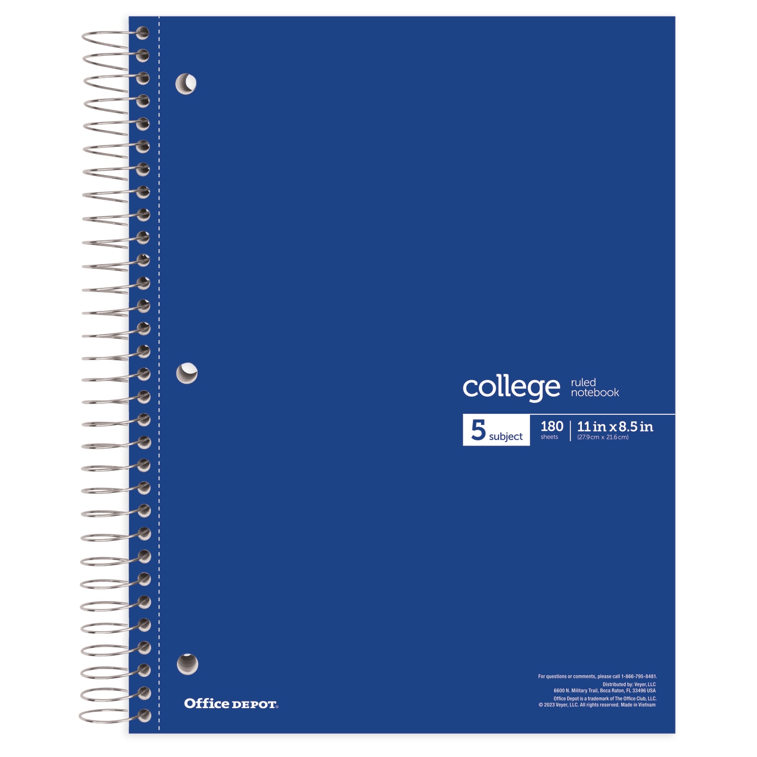 Office Depot Wirebound Notebooks, 8 1/2in x 11in, 5 Subjects, College Ruled, 180 Sheets, Assorted Colors, Pack Of 6 Notebooks - Image 6
