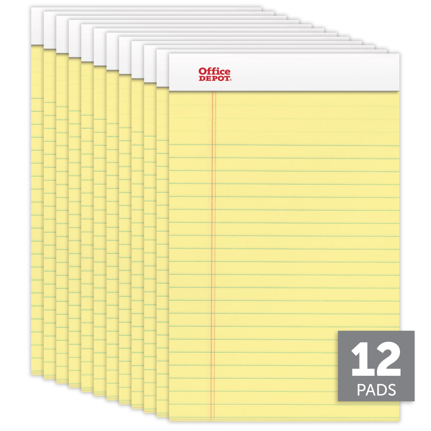 Office Depot Brand Writing Pads, 5in x 8in, Narrow Ruled, 50 Sheets, Canary, Pack Of 12 Pads - Image 3